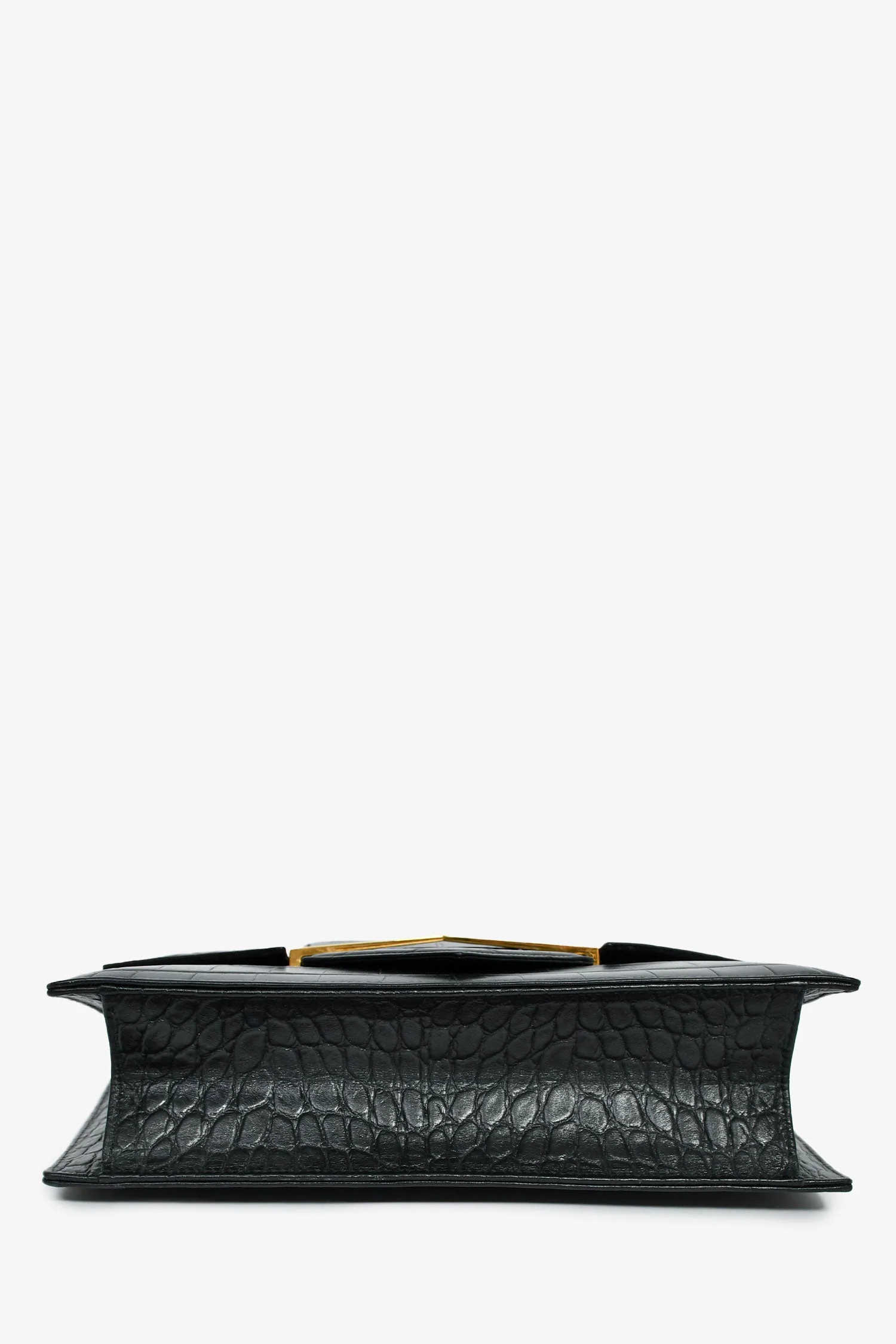 Alexander McQueen Black Croc Effect Leather Envelope Clutch - Image 5