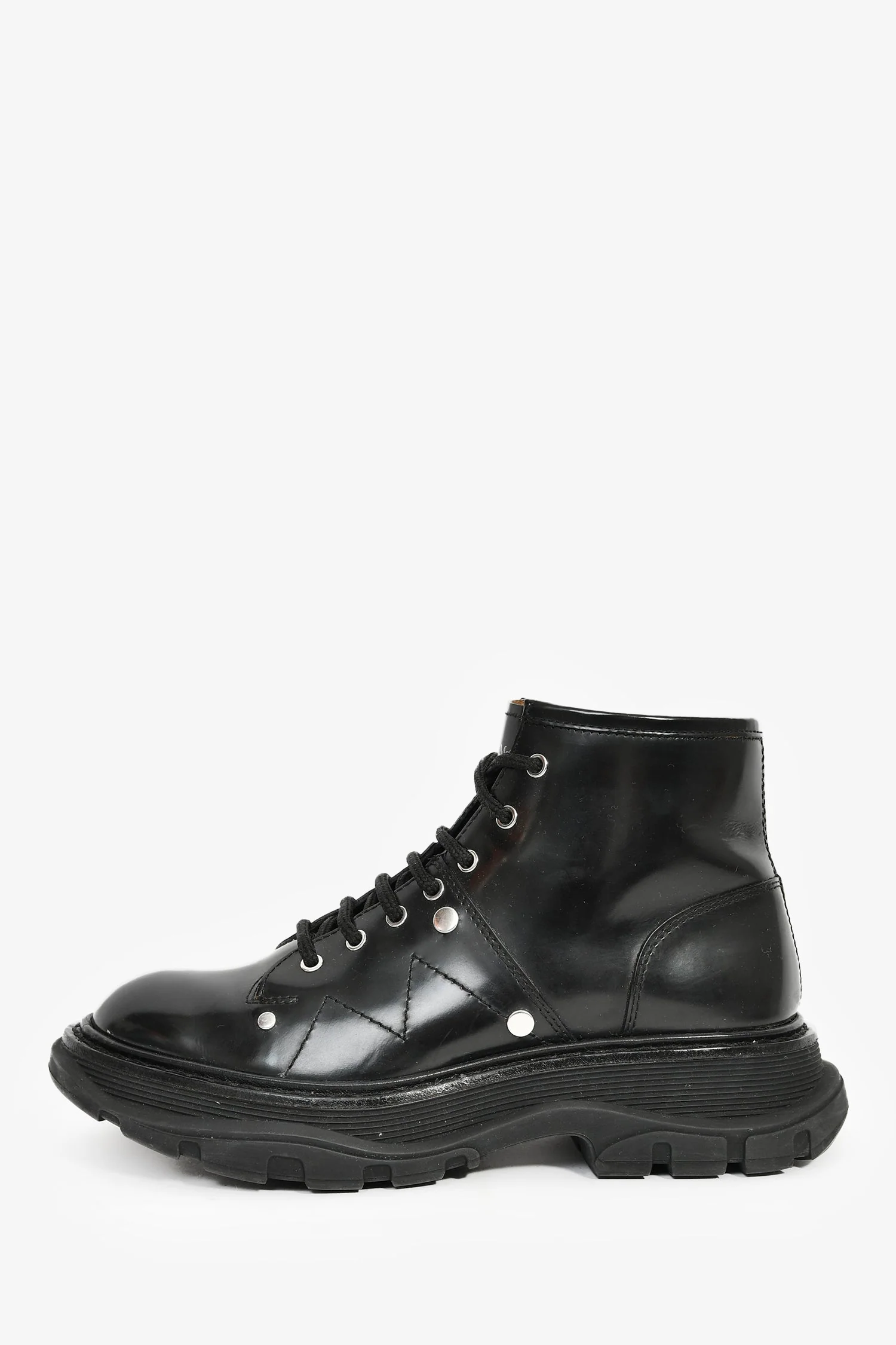 Alexander McQueen Black Rubber Combat Boots Size 36 - Image 4