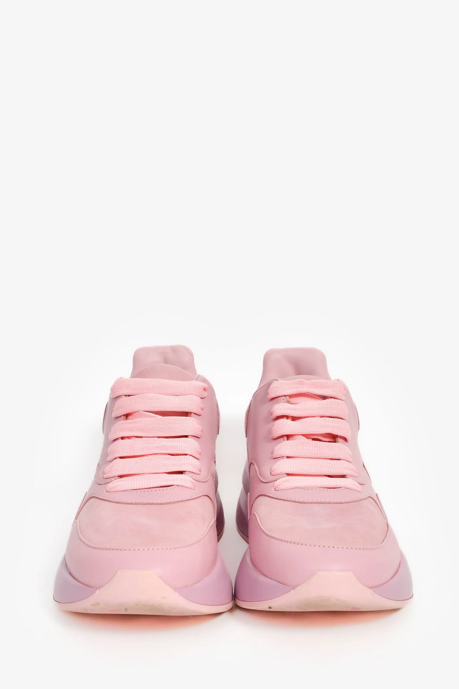 Alexander McQueen Pink Leather Oversize Sneakers - Image 3