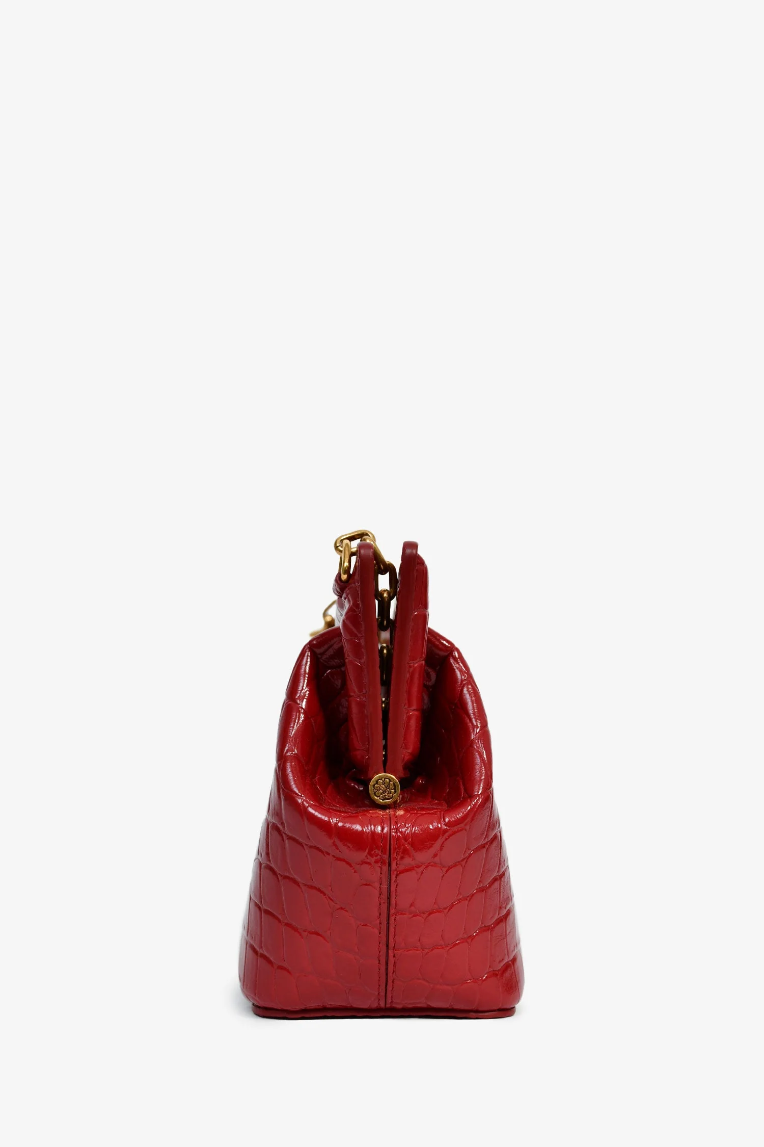 Alexander McQueen Red Croc Effect Leather Chain Crossbody - Image 3
