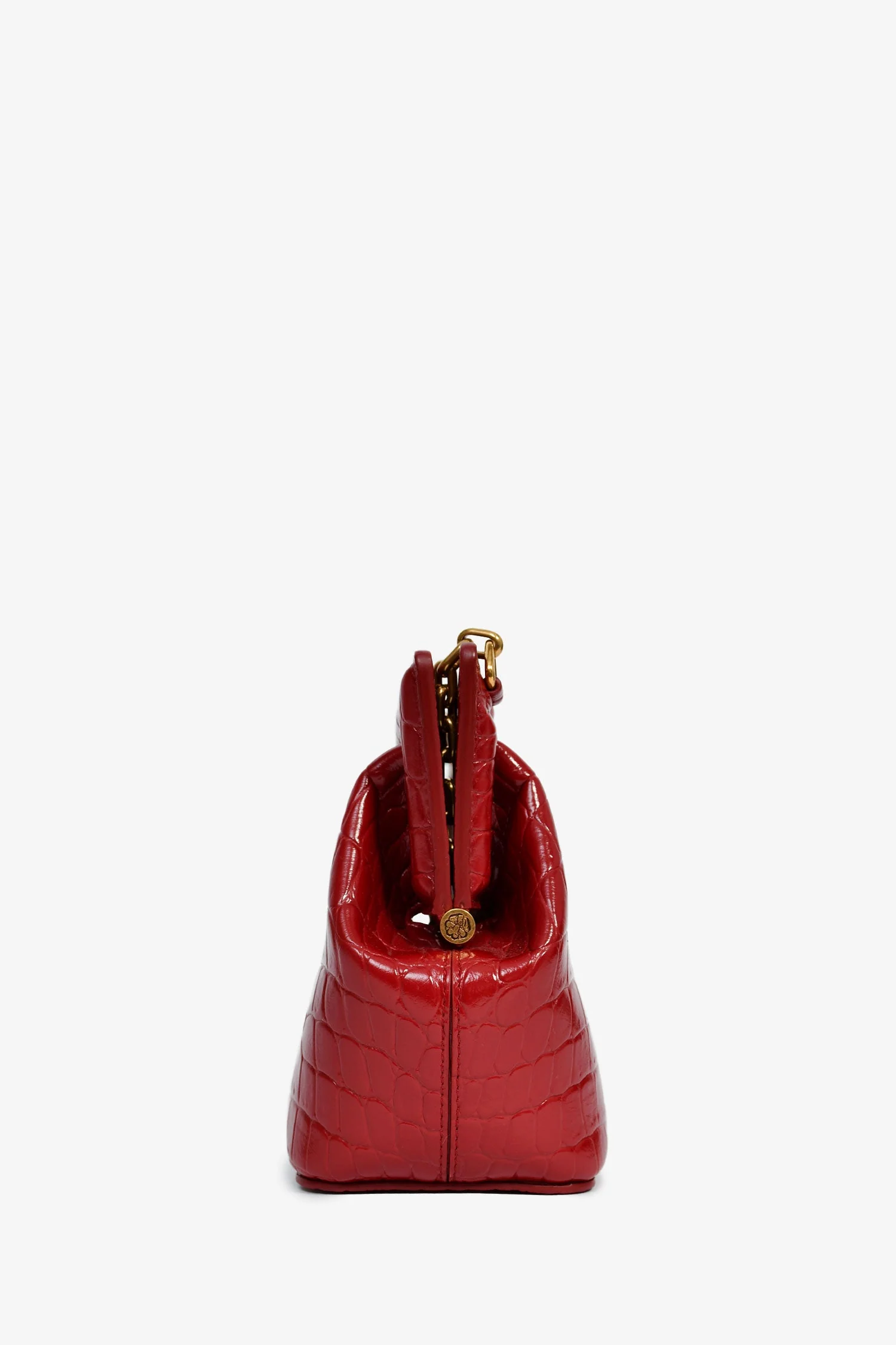 Alexander McQueen Red Croc Effect Leather Chain Crossbody - Image 4