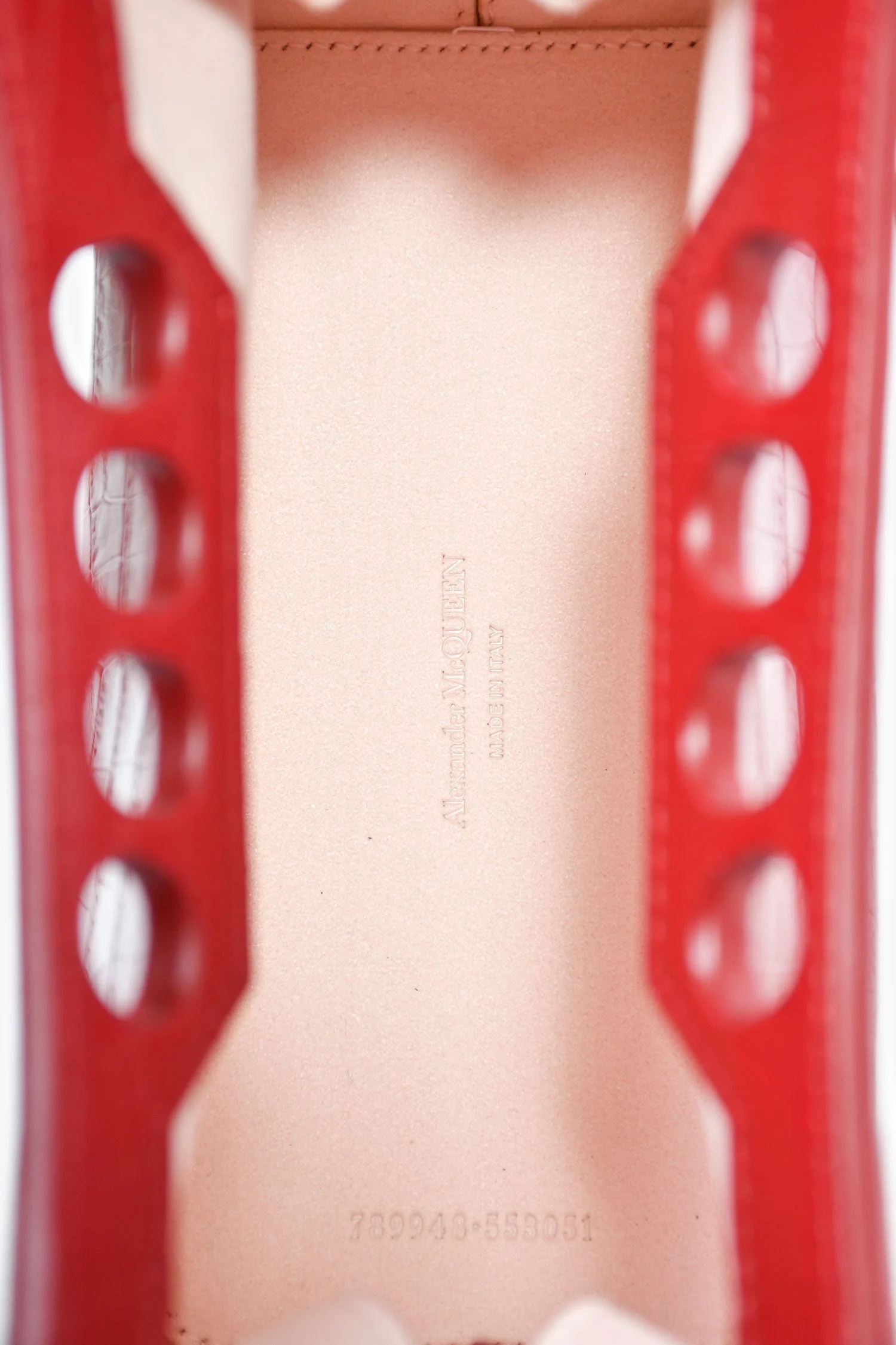 Alexander McQueen Red Croc Effect Leather Chain Crossbody - Image 6