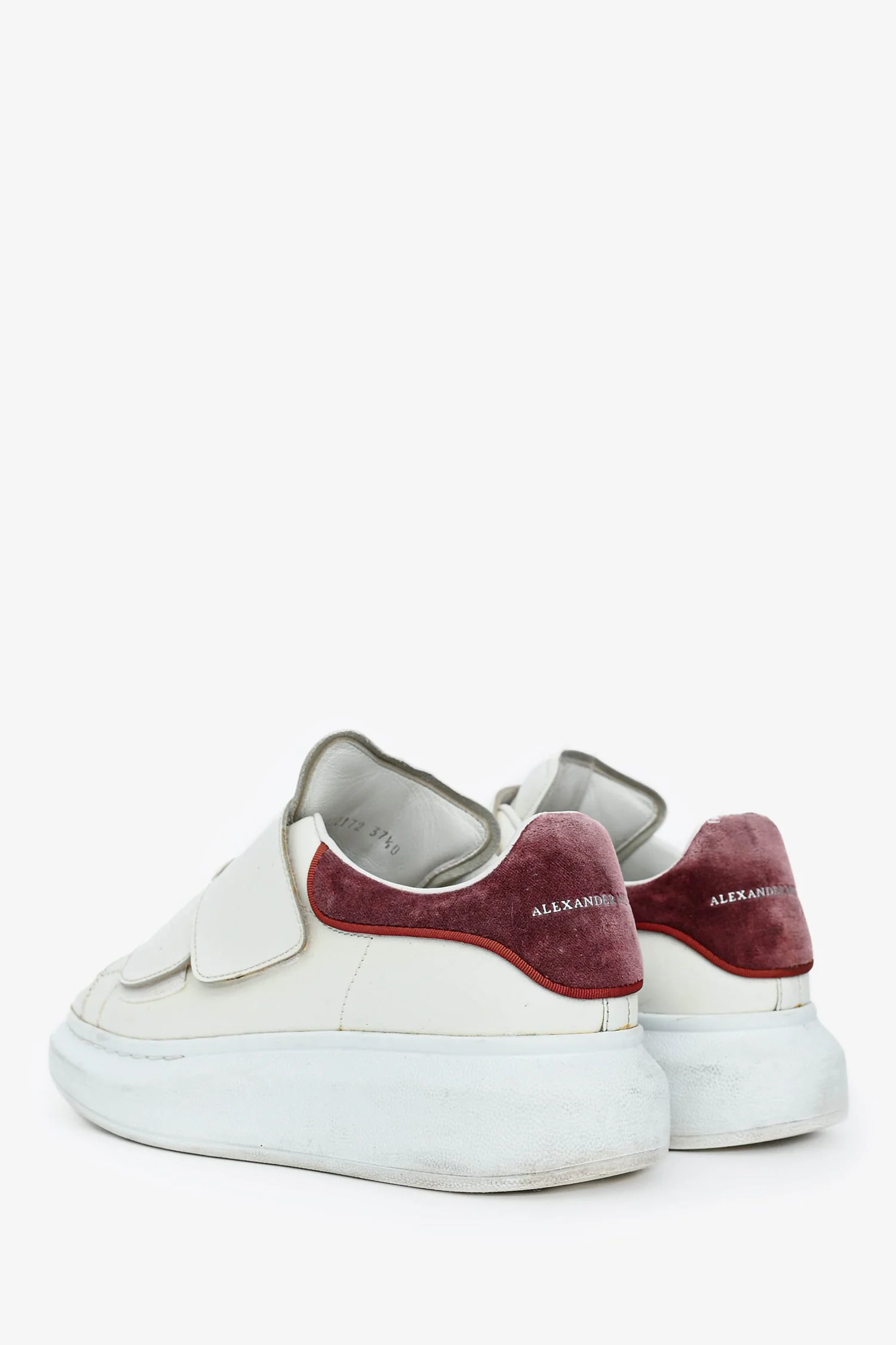 Alexander McQueen White/Pink Leather Oversize Sneakers Size 37.5 - Image 4