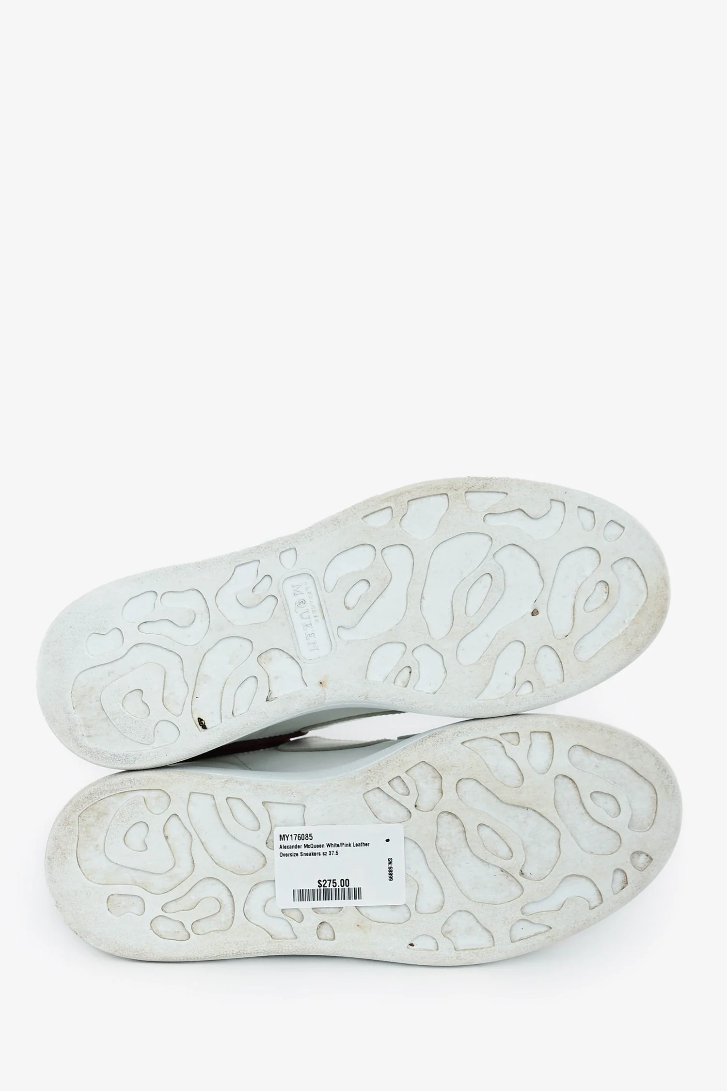 Alexander McQueen White/Pink Leather Oversize Sneakers Size 37.5 - Image 6