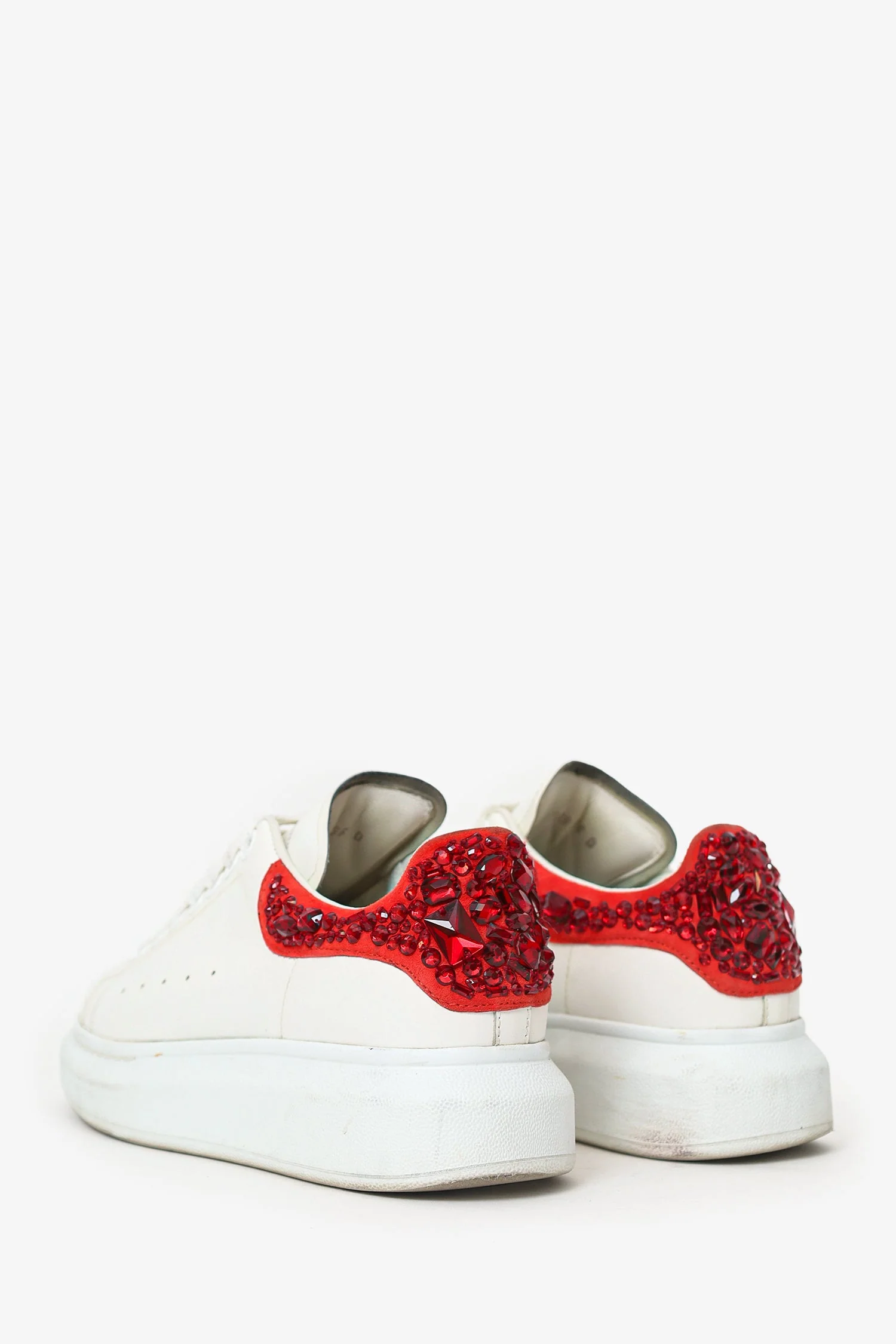 Alexander McQueen White/Red Crystal Embellished Sneaker Size 36 - Image 4