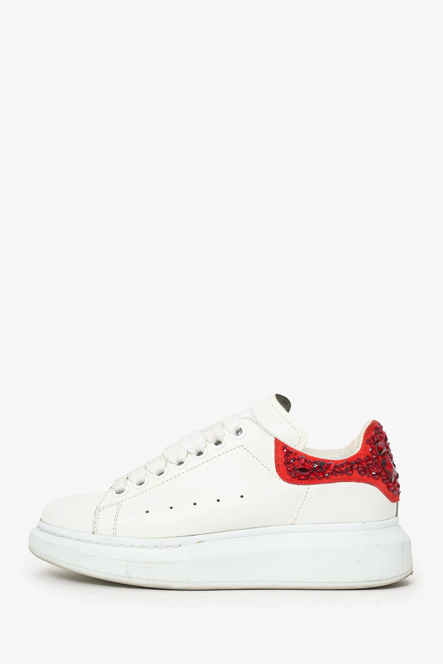 Alexander McQueen White/Red Crystal Embellished Sneaker Size 36 - Image 5