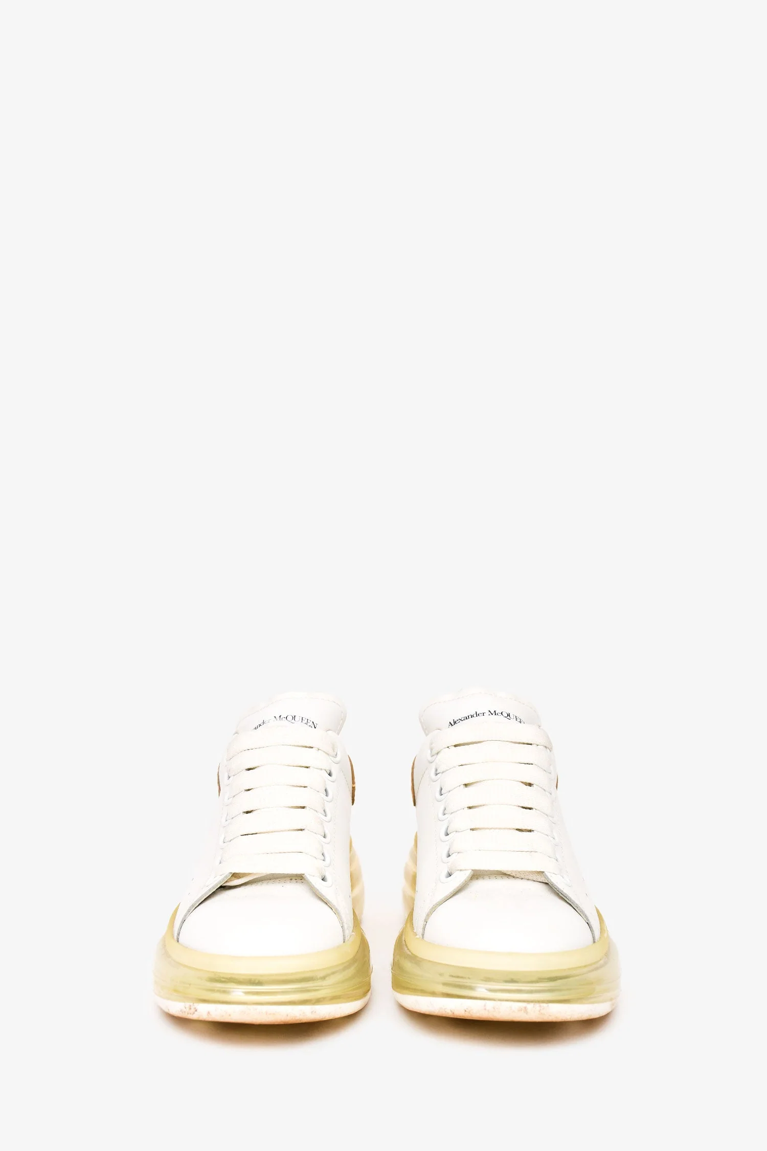 Alexander McQueen White/Snakeskin Embossed Leather Oversized Sneakers Size 36 - Image 3