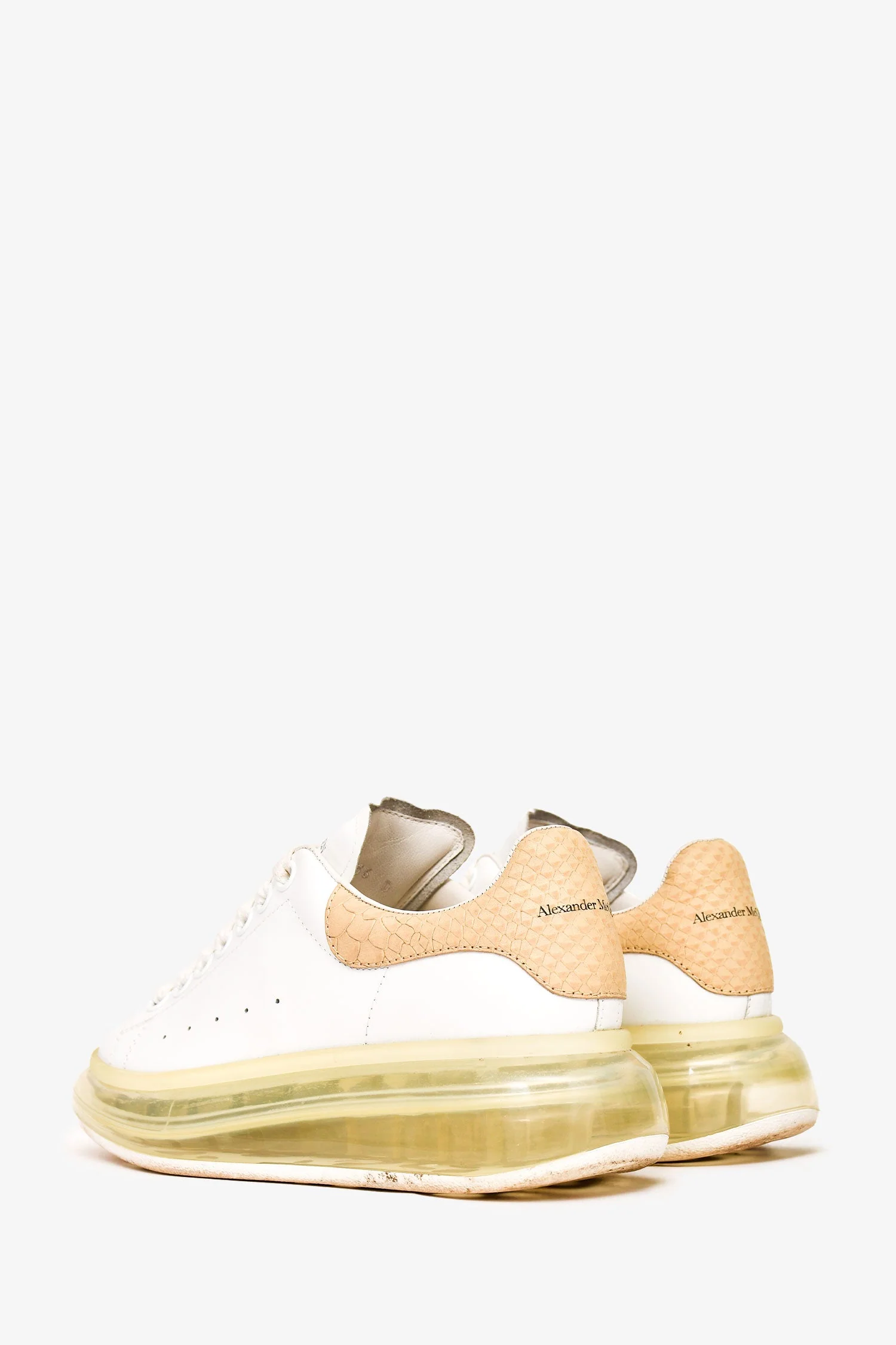 Alexander McQueen White/Snakeskin Embossed Leather Oversized Sneakers Size 36 - Image 4