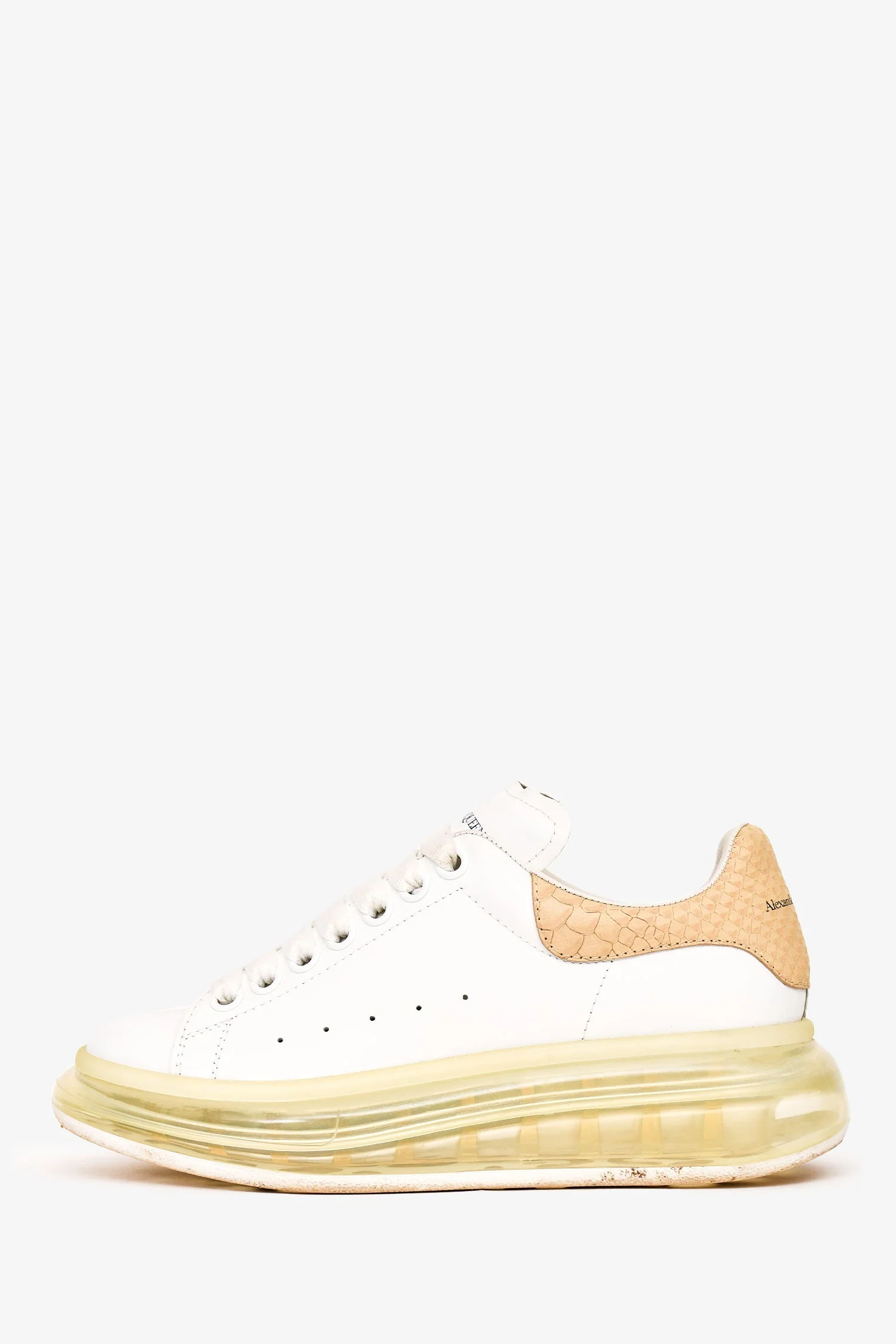 Alexander McQueen White/Snakeskin Embossed Leather Oversized Sneakers Size 36 - Image 5