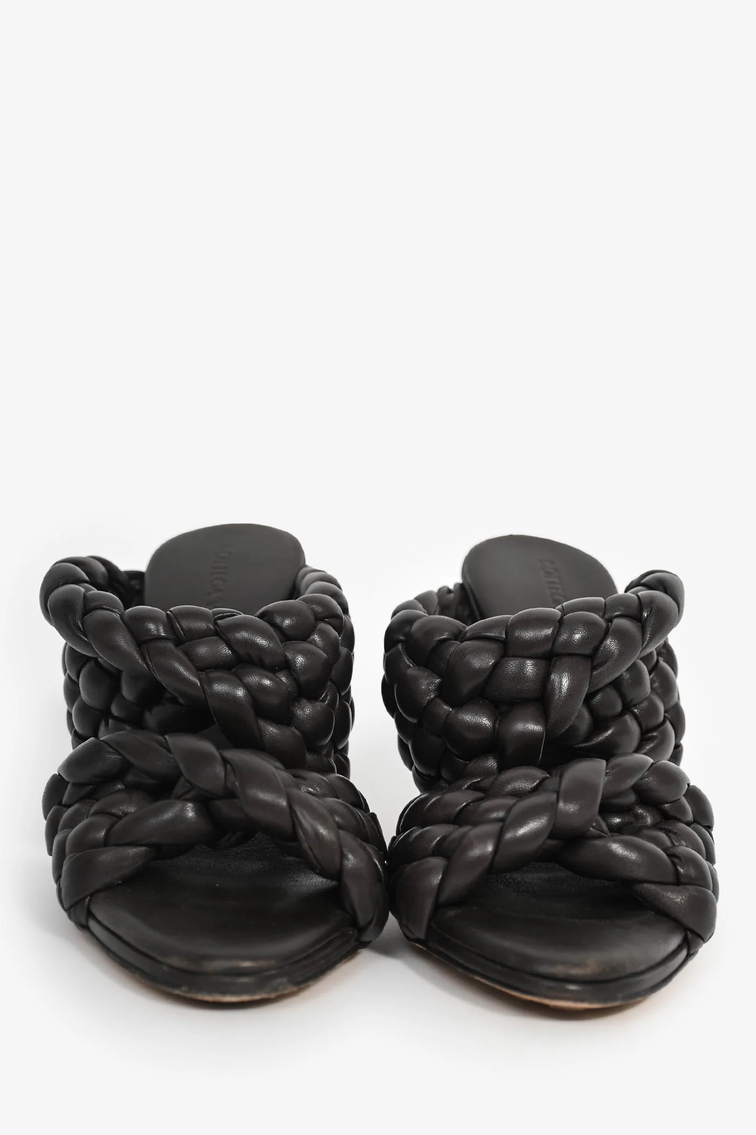 Bottega Veneta Brown Intreccio Leather 'Curve' Heels Size 36 - Image 3