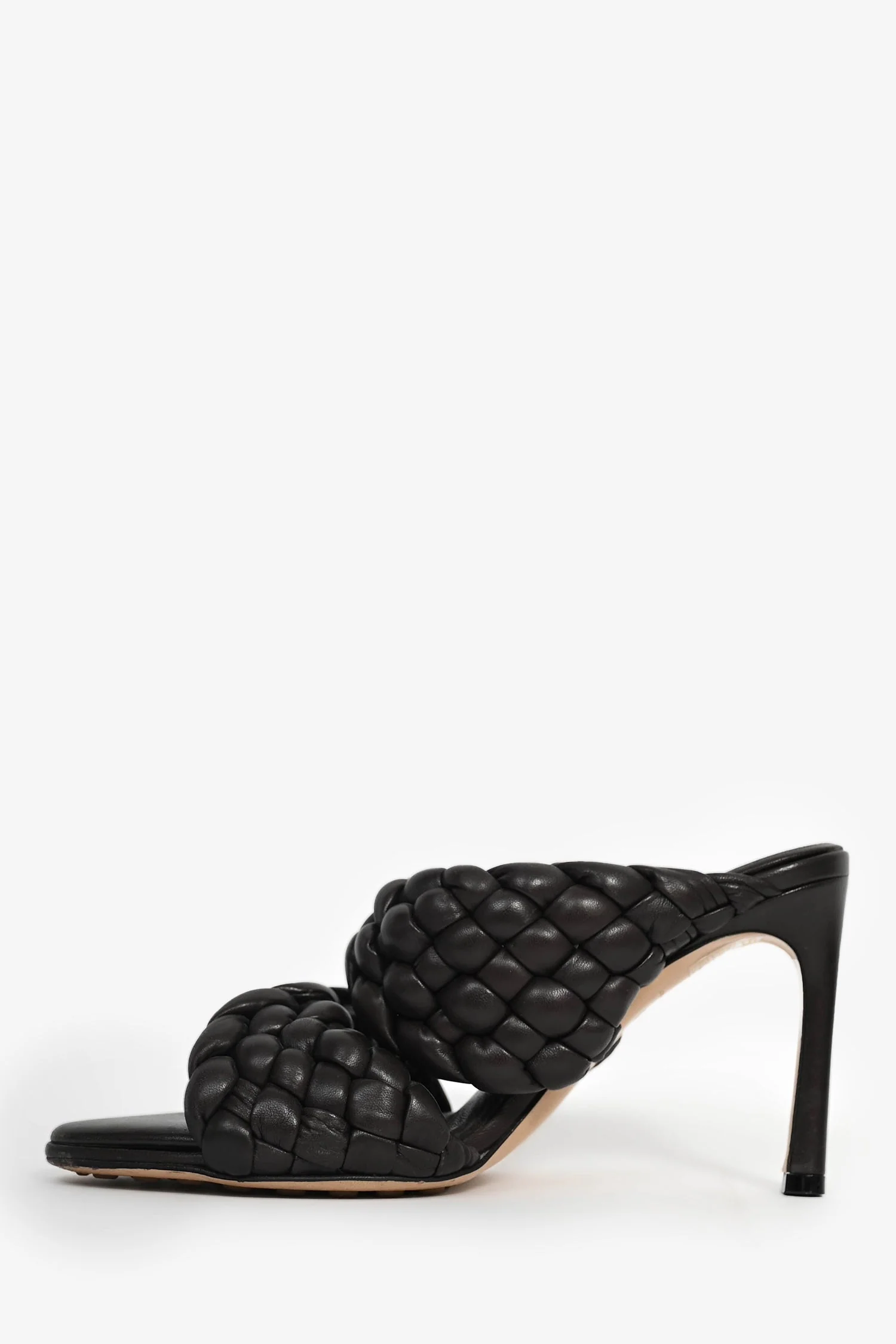 Bottega Veneta Brown Intreccio Leather 'Curve' Heels Size 36 - Image 4