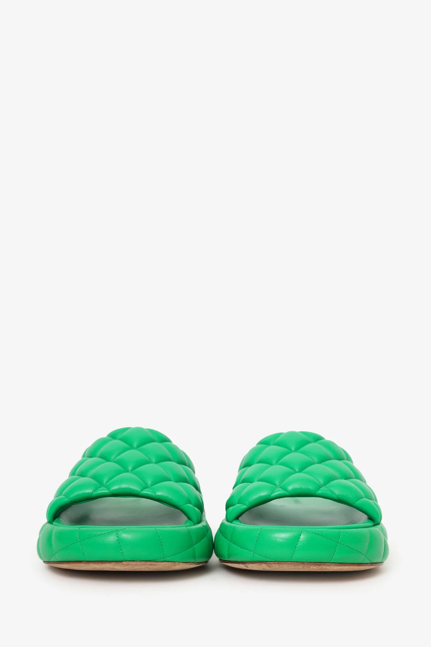 Bottega Veneta Green Padded Lambskin Slide Sandals Size 37 - Image 3