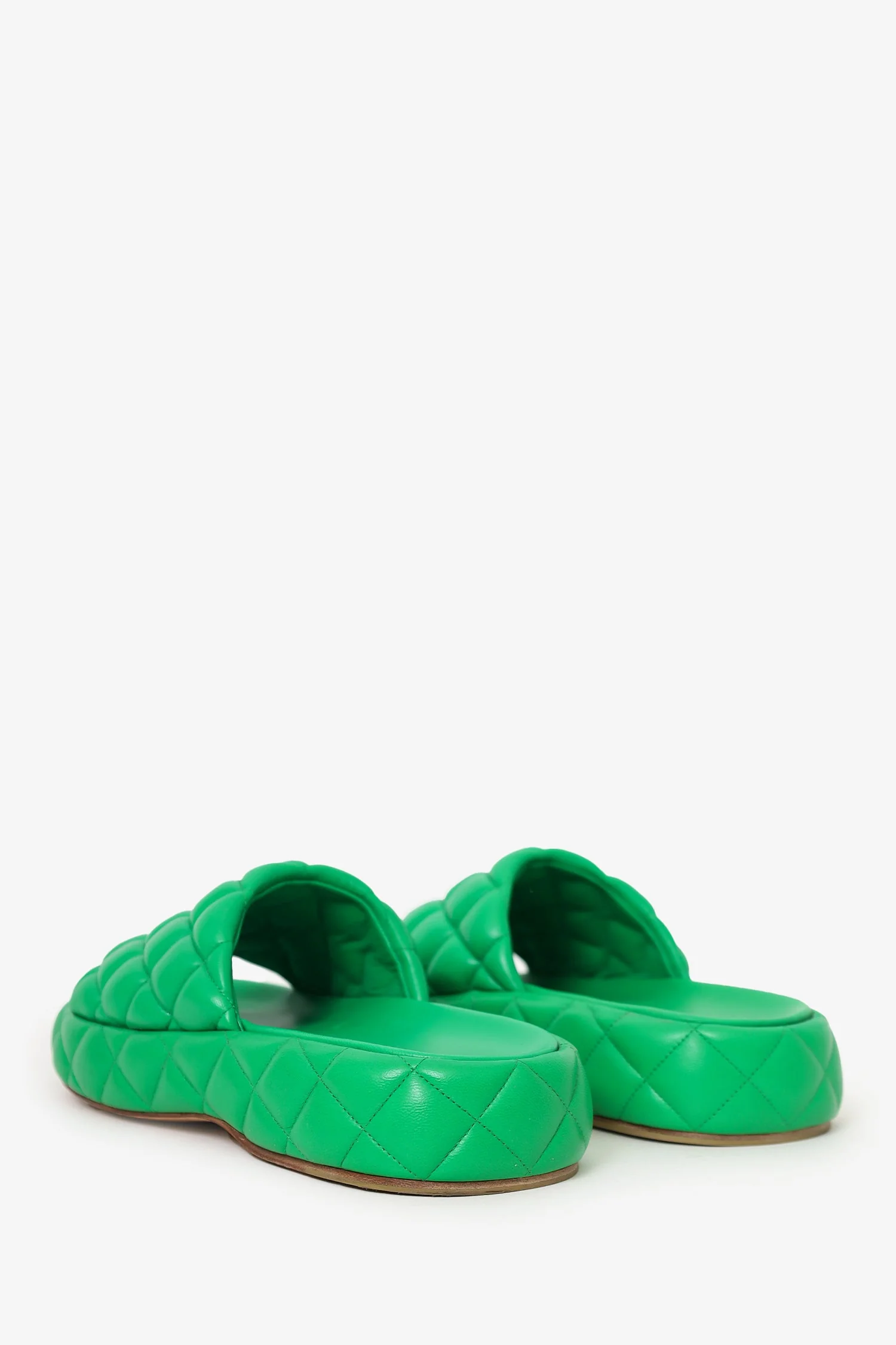 Bottega Veneta Green Padded Lambskin Slide Sandals Size 37 - Image 4