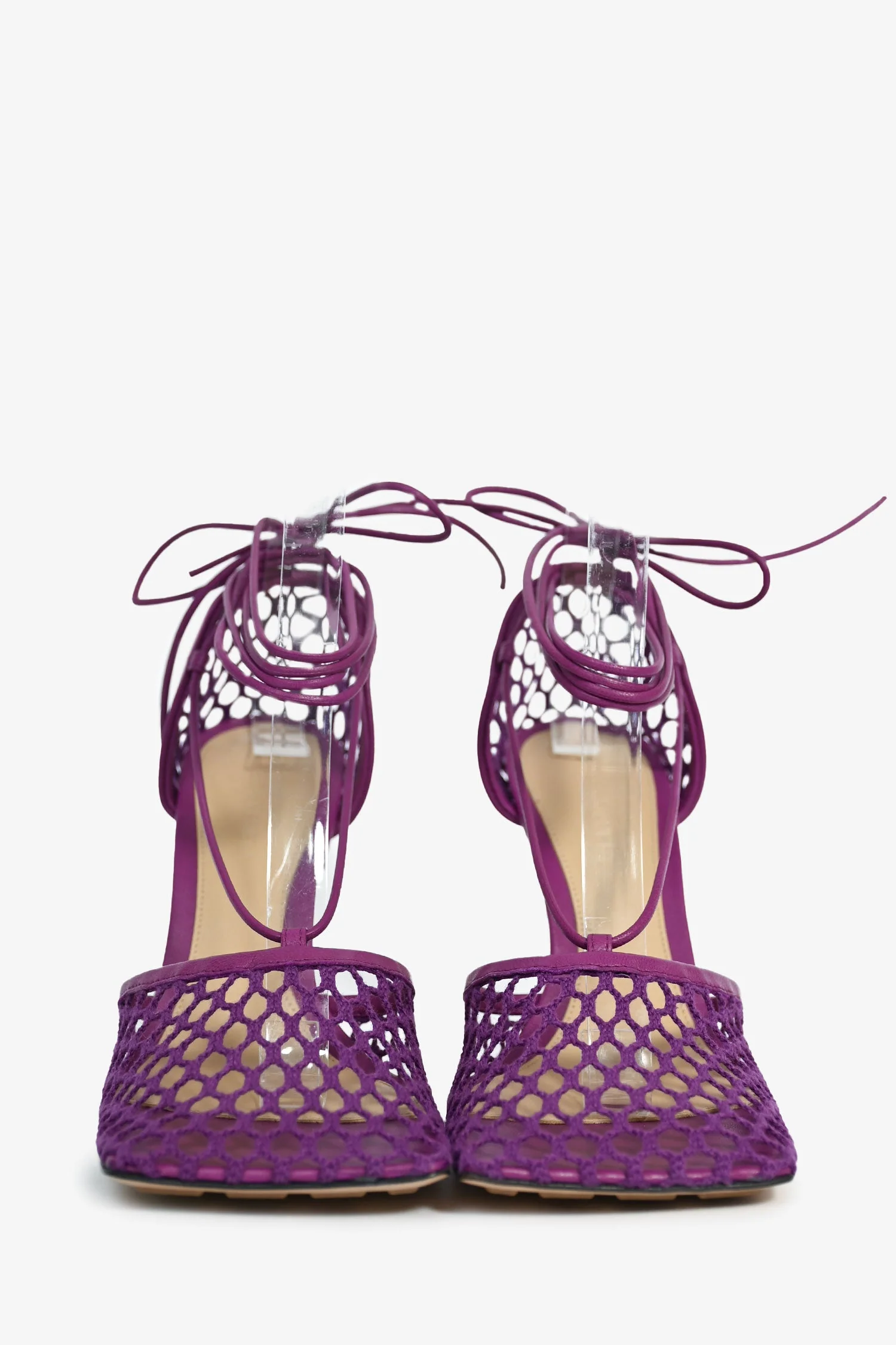 Bottega Veneta Green Stretch Lace Up Net Heels Size 37 - Image 3