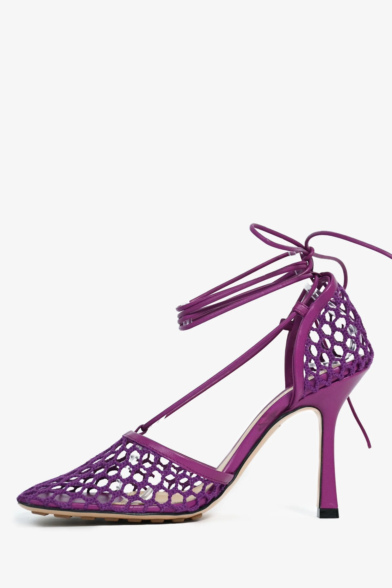 Bottega Veneta Green Stretch Lace Up Net Heels Size 37 - Image 4