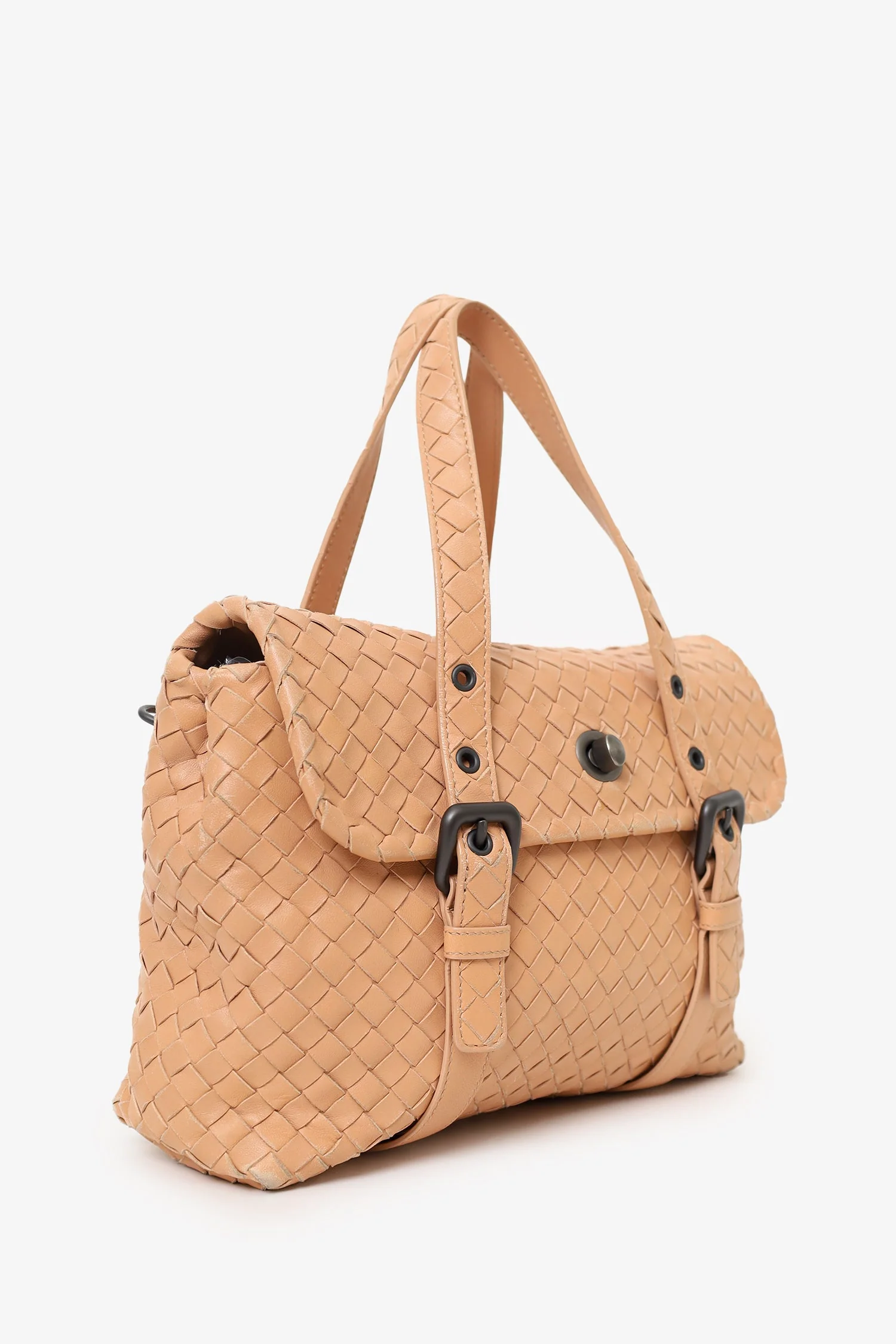 Bottega Veneta Pink Intrecciato Leather 2way Bag Leather Shoulder Bag With Strap - Image 3