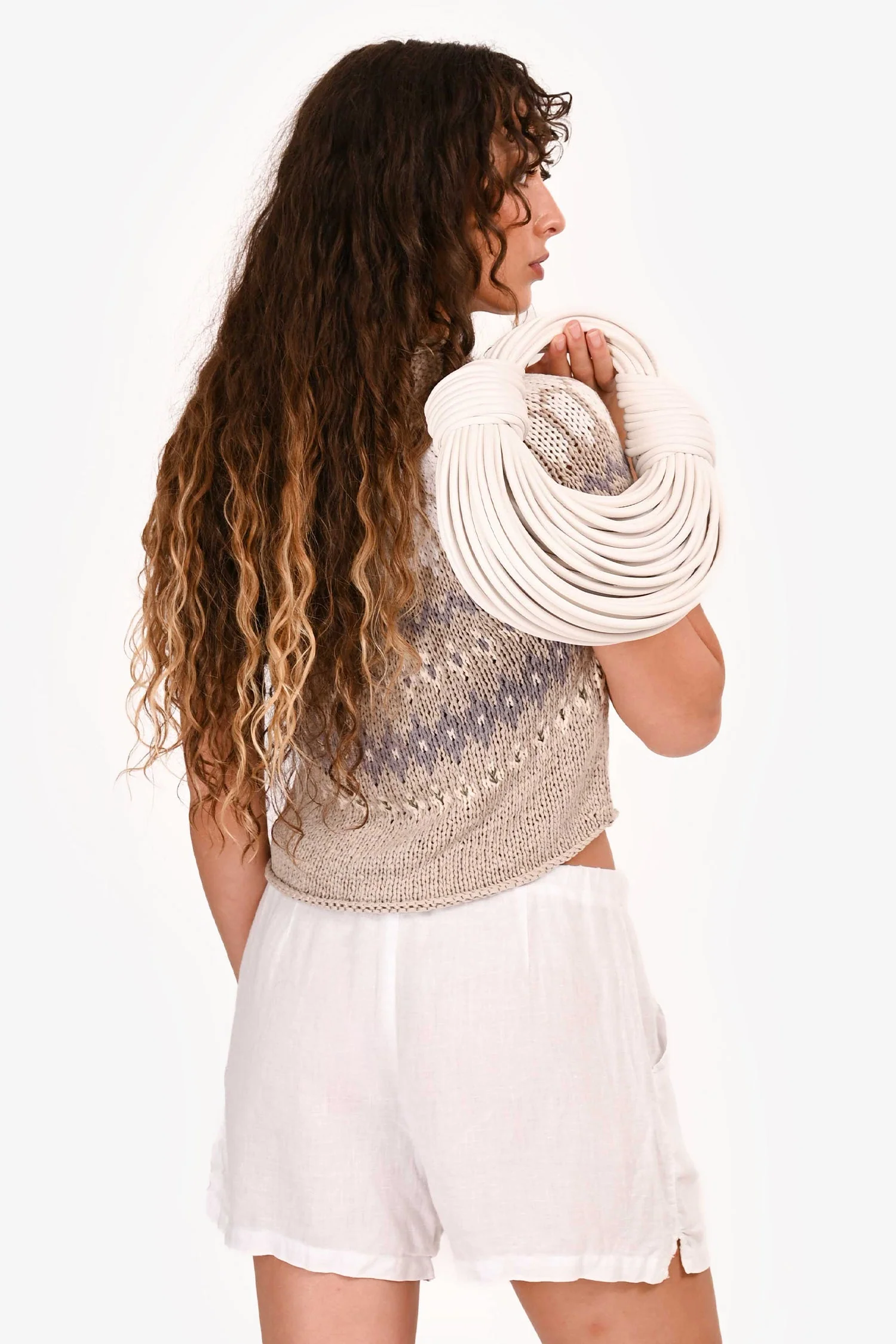 Bottega Veneta White Double Knot Leather Top Handle - Image 8