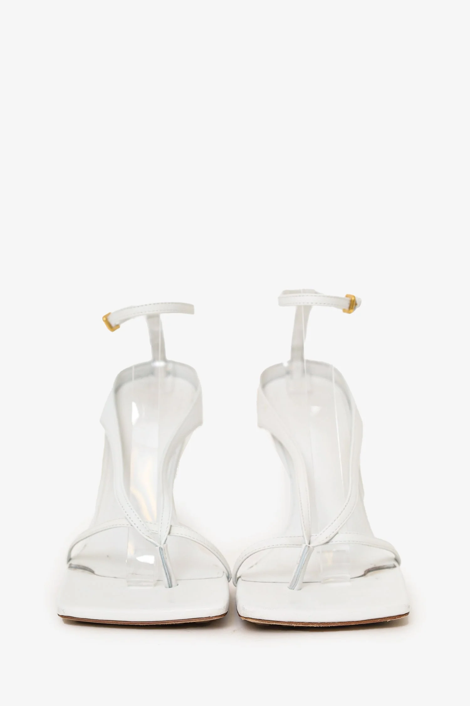 Bottega Veneta White Leather Stretch Strap Sandals Size 40 'As Is' - Image 3