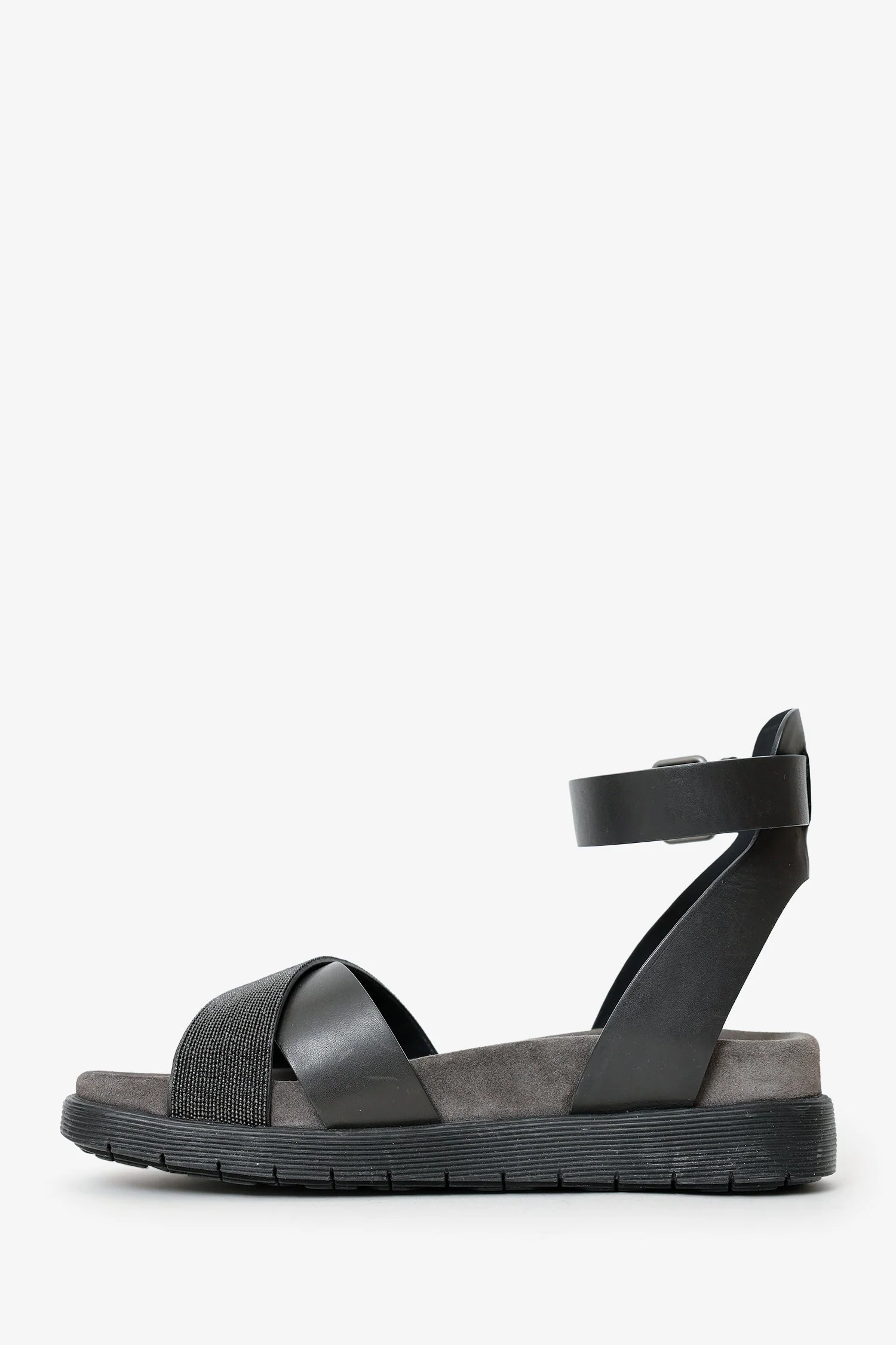 Brunello Black Leather Beaded Accent Sandals Size 38.5 - Image 5