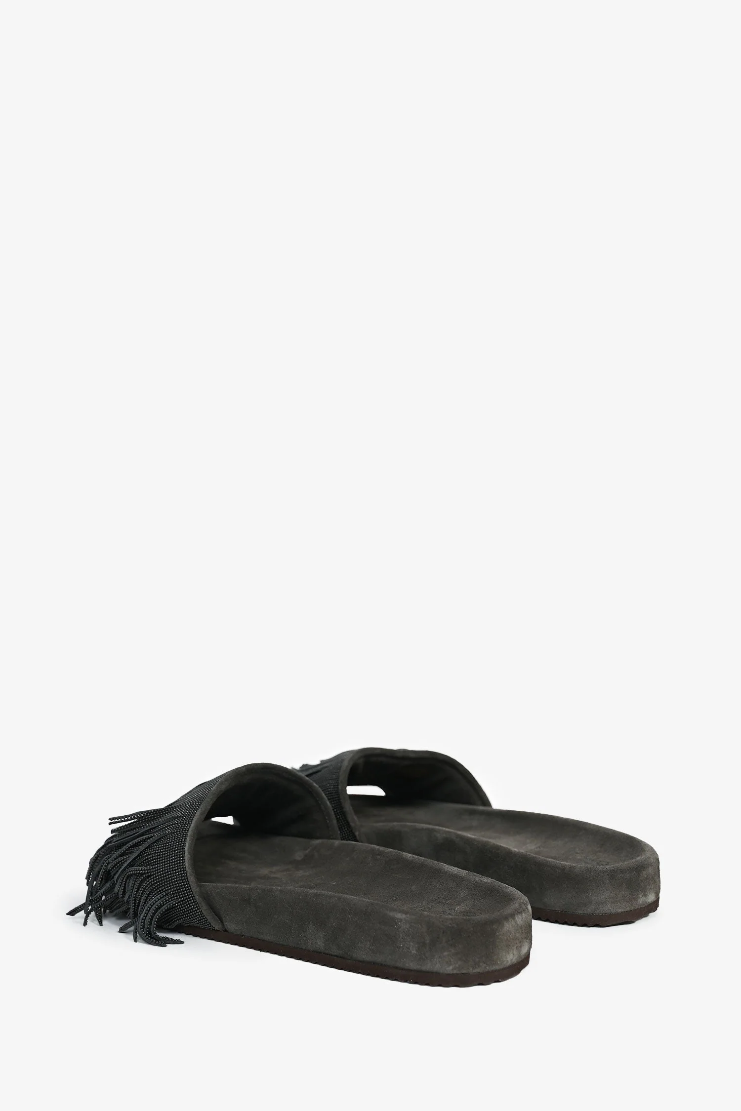 Brunello Cucinelli Grey Suede/Beaded Fringe Sandals Size 40 - Image 5