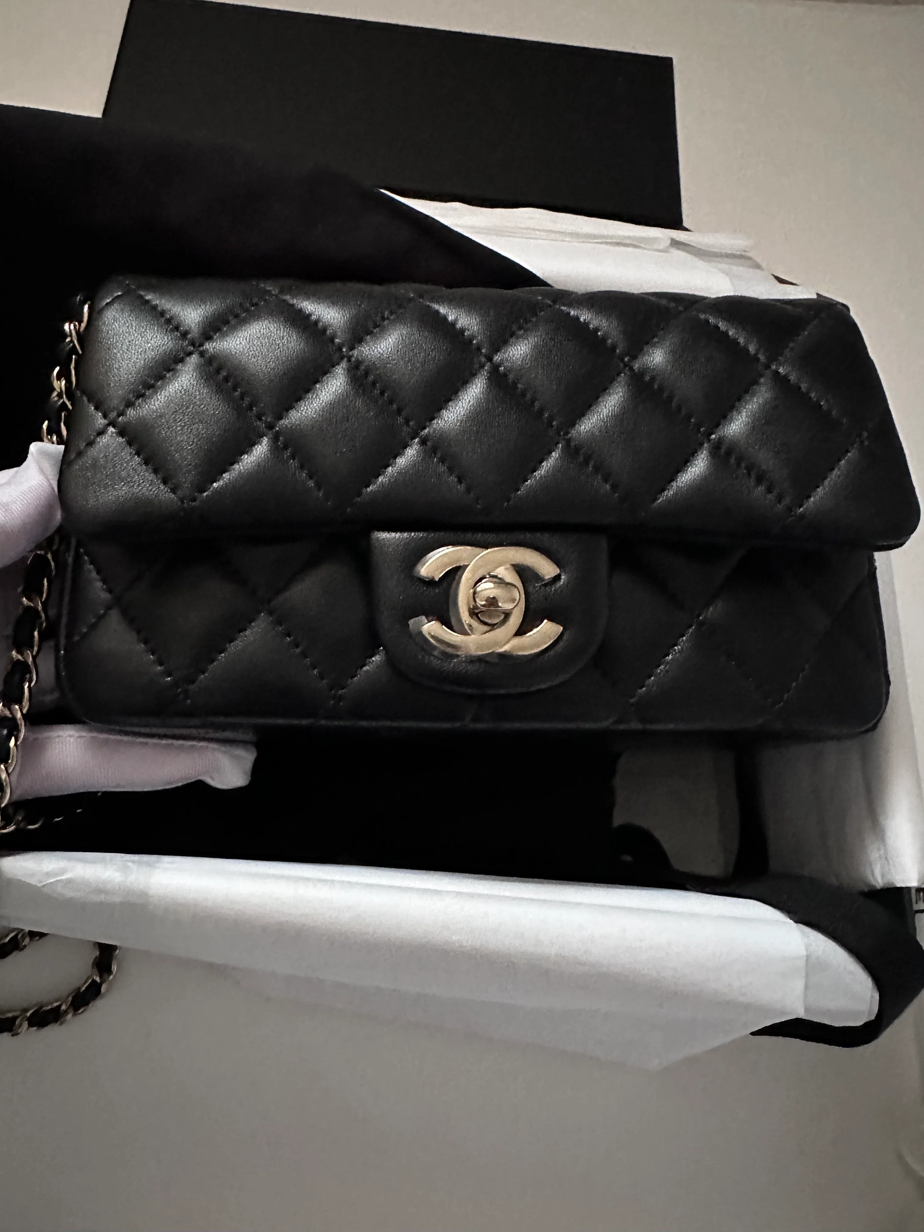 Chanel Extra Mini Rectangular Flap Bag - Black (NWT) - Image 7