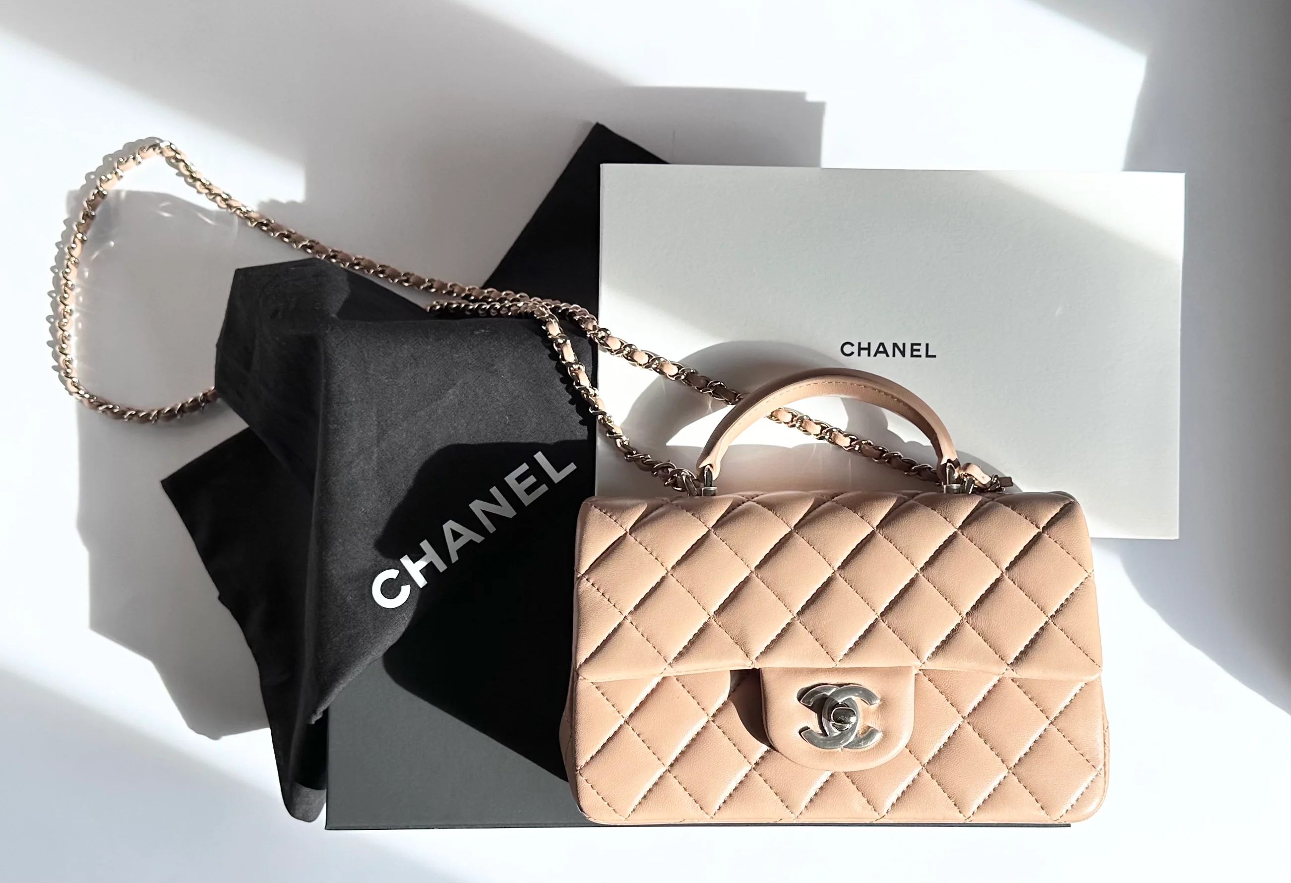 Chanel Mini Rectangular Top Handle - Beige (NWT) - Image 7