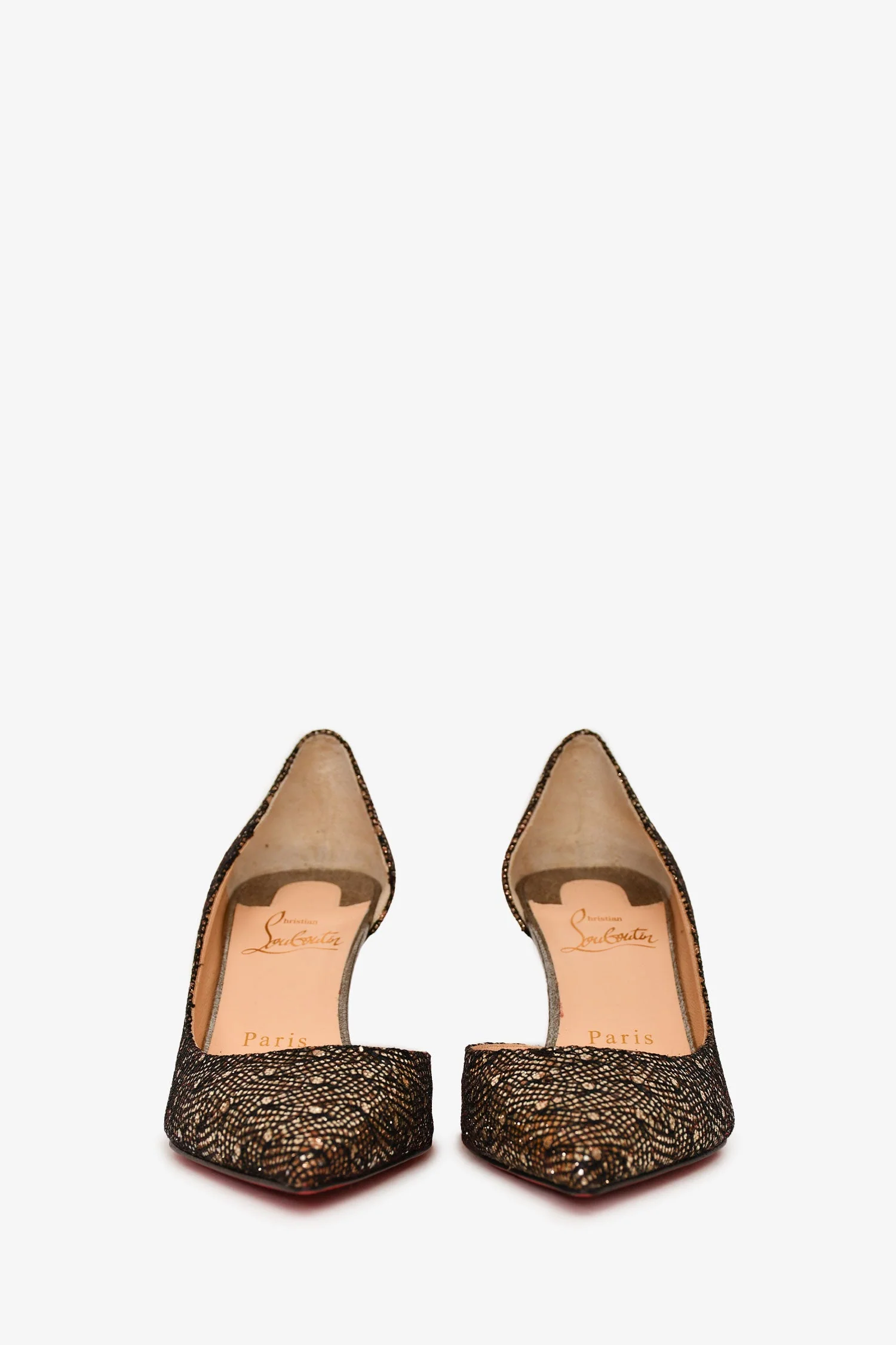 Christian Louboutin Black/Gold 'Iriza 70' Heels Size 35 - Image 3