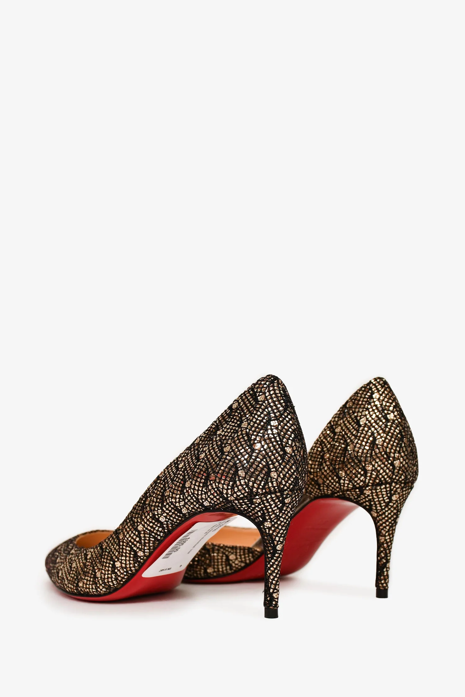 Christian Louboutin Black/Gold 'Iriza 70' Heels Size 35 - Image 4