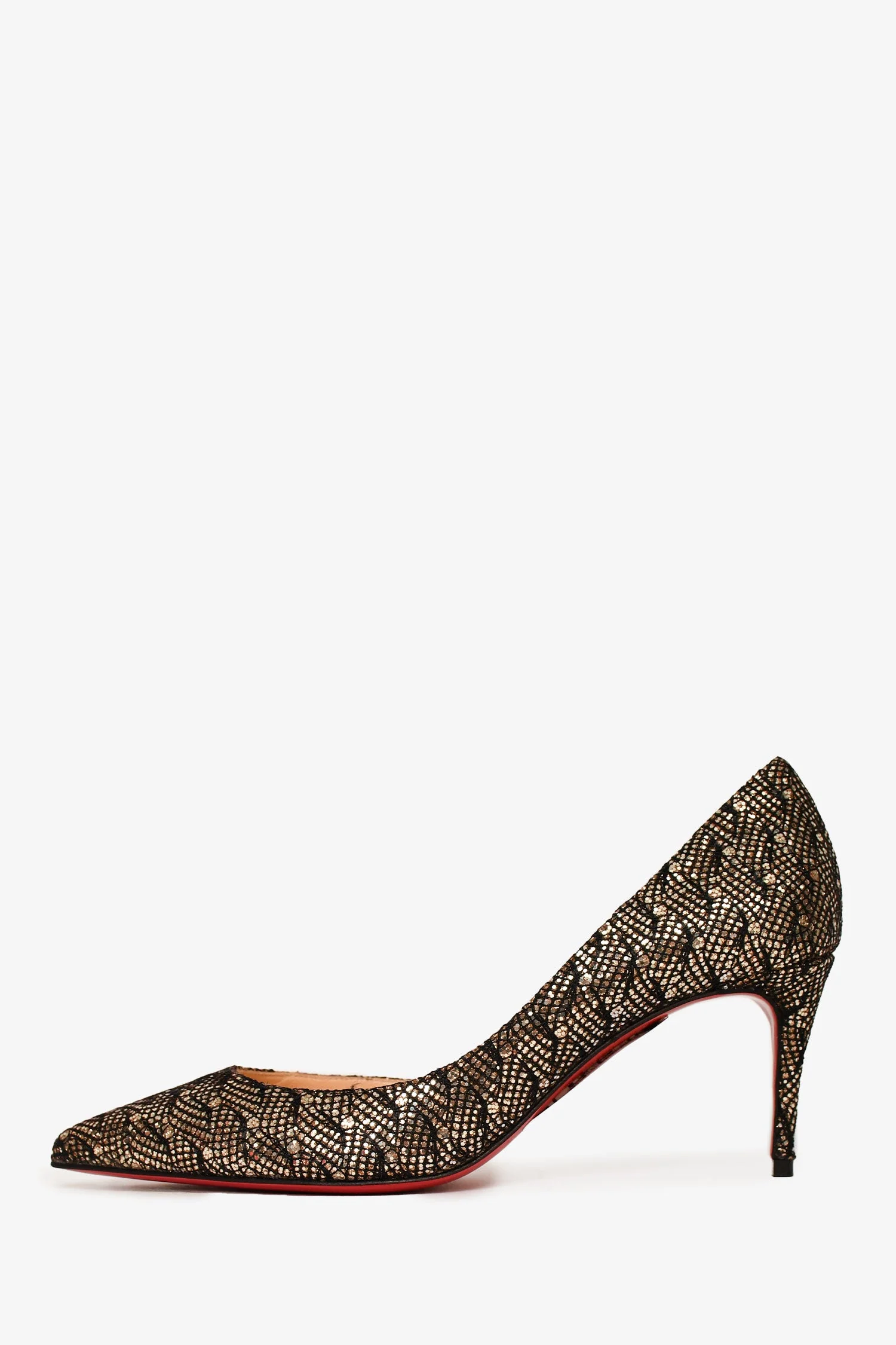 Christian Louboutin Black/Gold 'Iriza 70' Heels Size 35 - Image 5