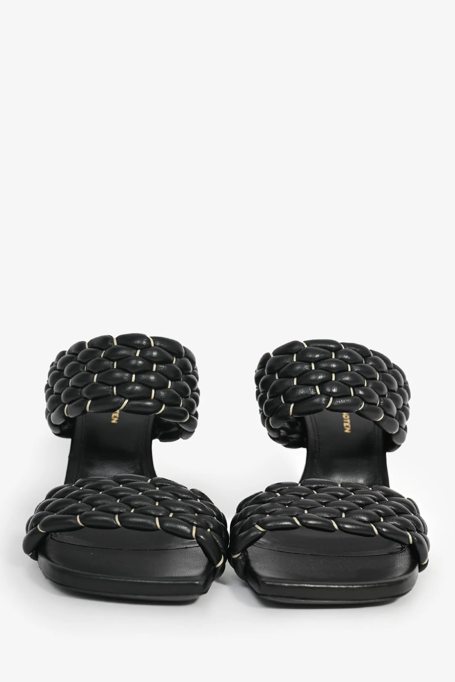 Dries Van Noten Black Woven Leather Heeled Mules Size 36 - Image 3