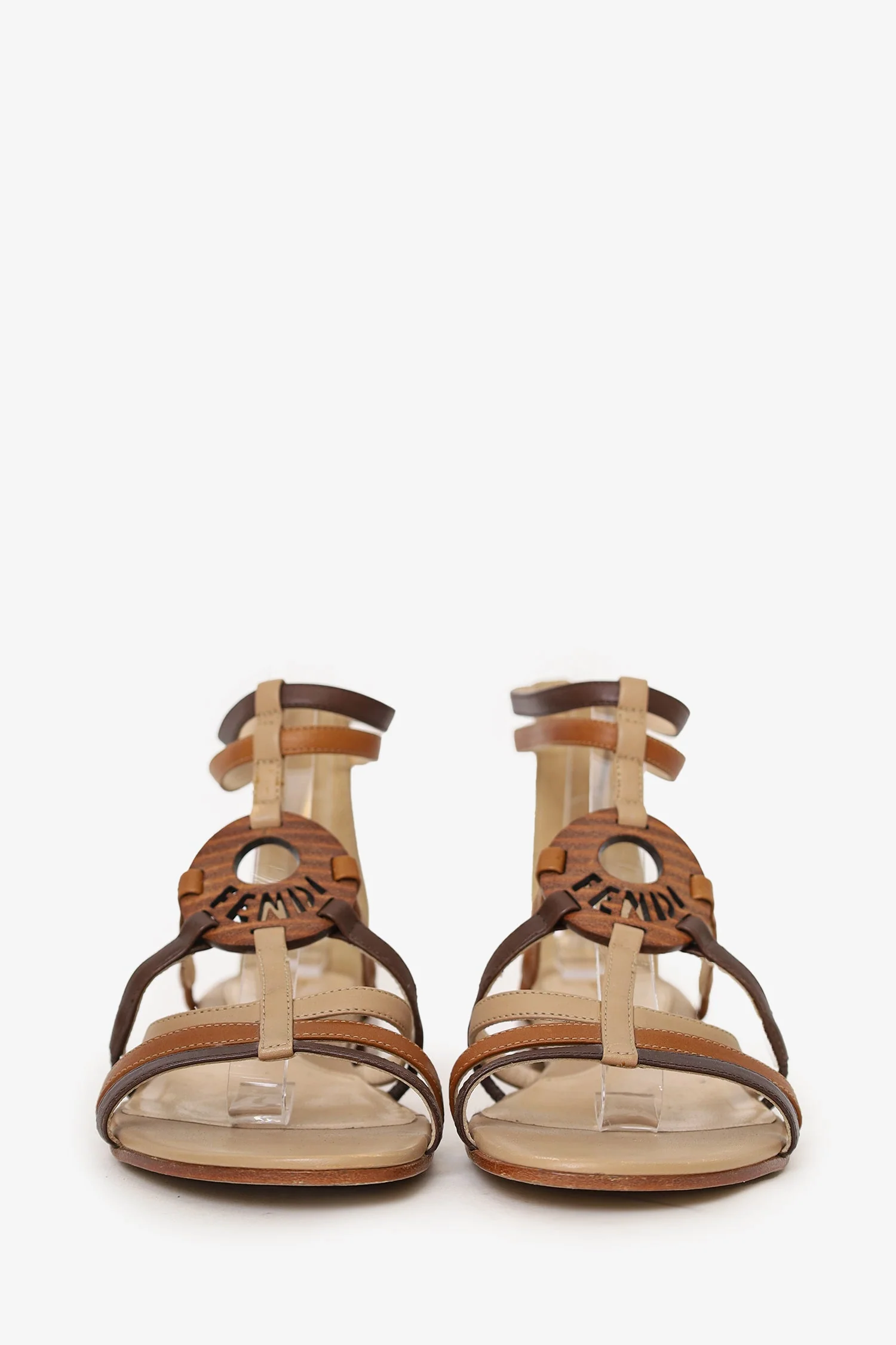 Fendi Brown Leather Logo Gladiator Sandals Size 36 - Image 3