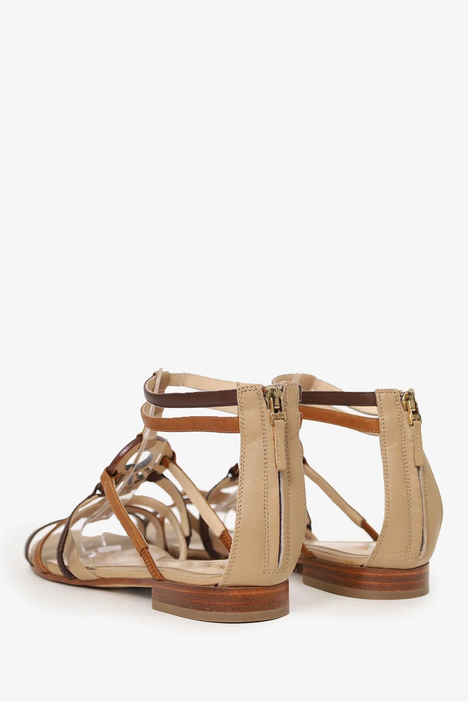 Fendi Brown Leather Logo Gladiator Sandals Size 36 - Image 4