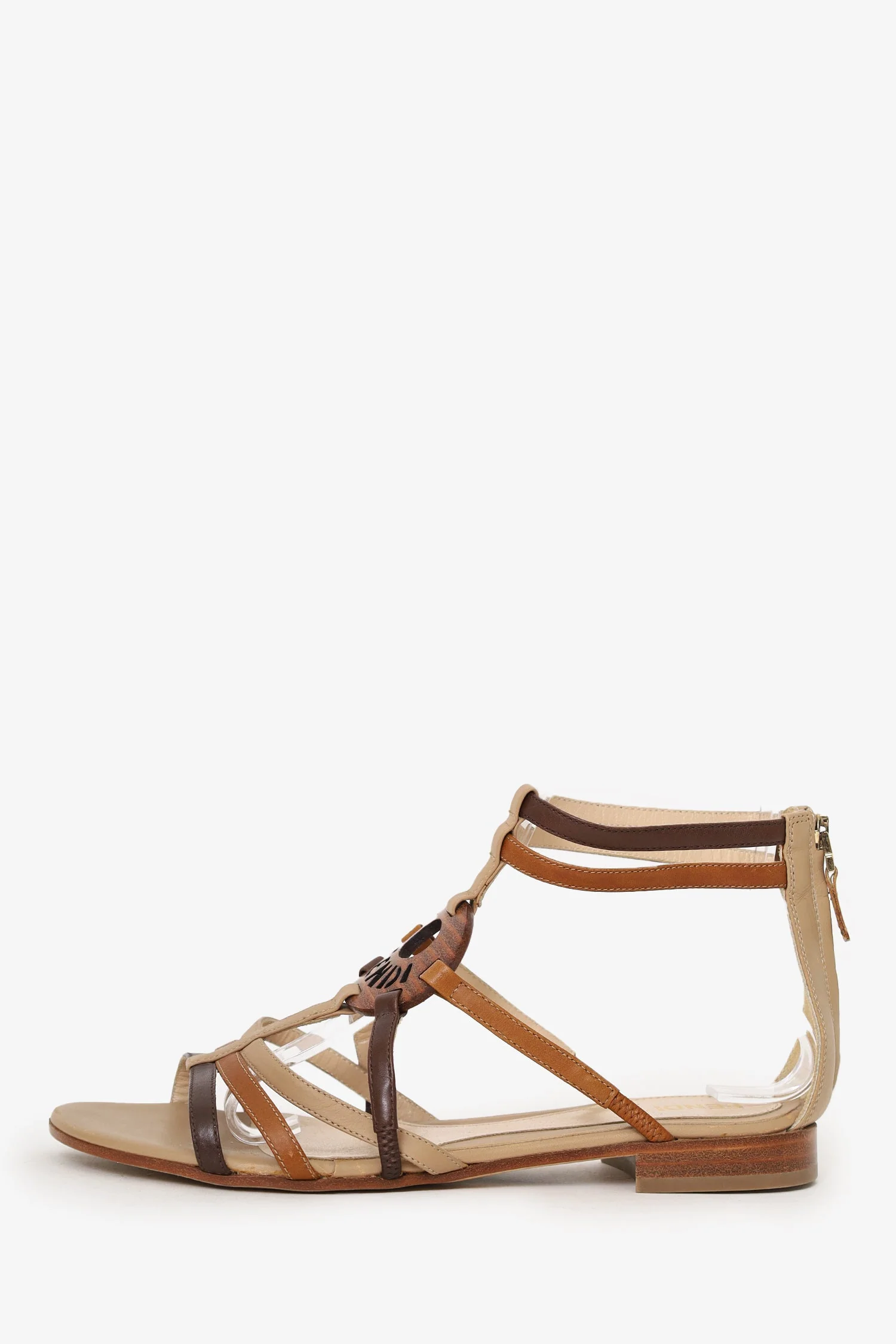 Fendi Brown Leather Logo Gladiator Sandals Size 36 - Image 5