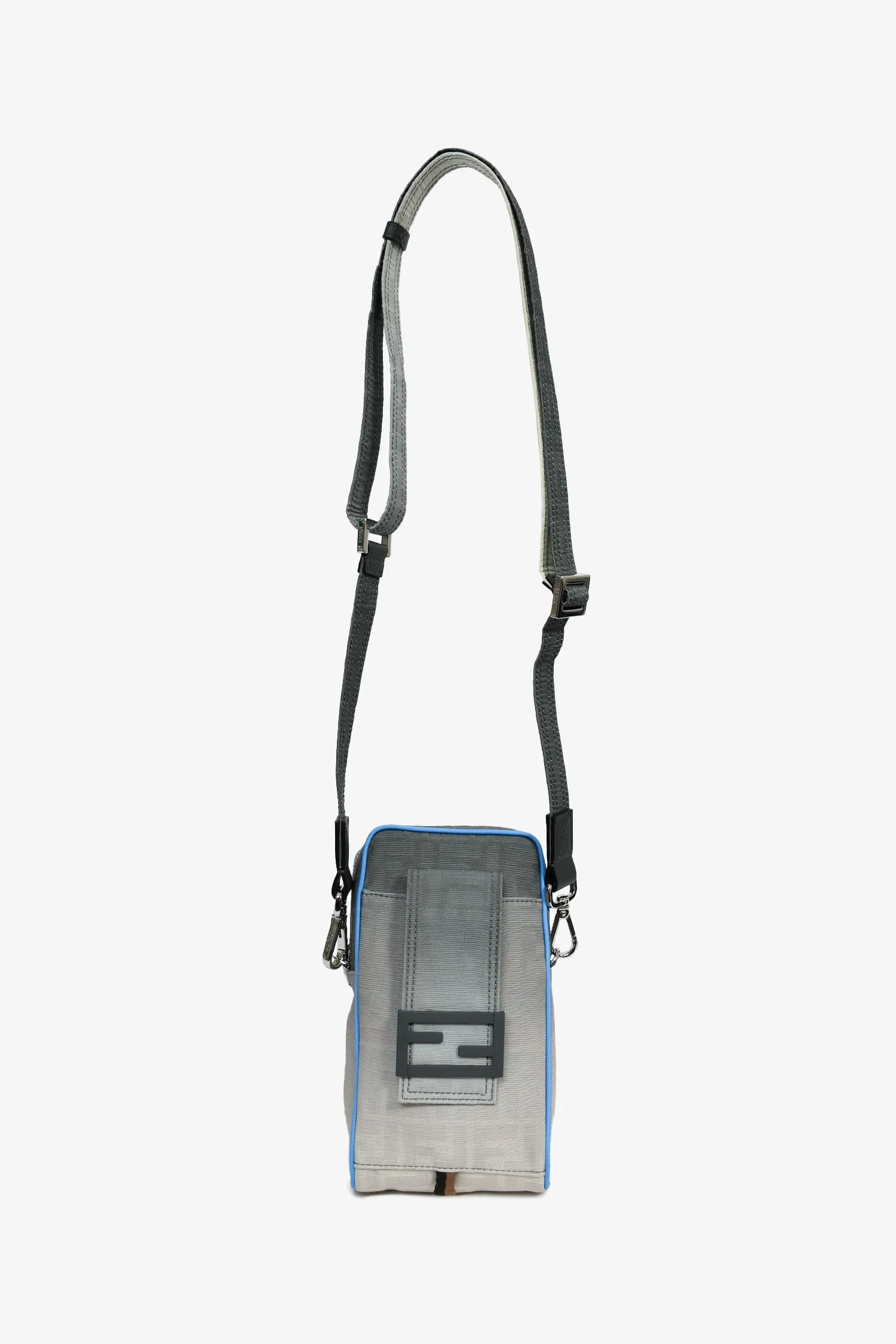 Fendi Grey Ombre Canvas Blue Trim Vertical Crossbody - Image 6