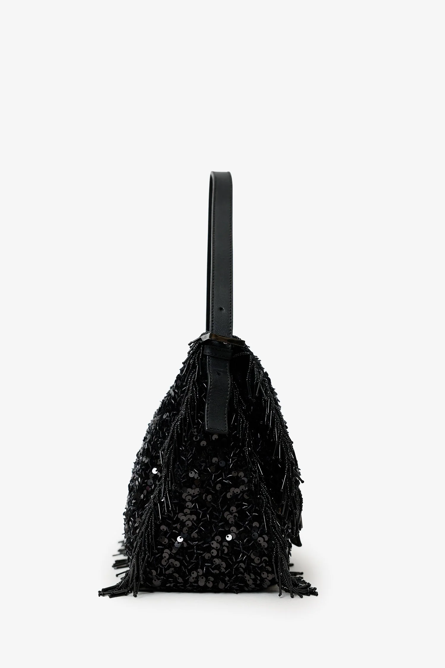 Fendi Limited Edition (1/30) Black Sequin Beaded Fringed Mama Baguette Shoulder Bag - Image 4