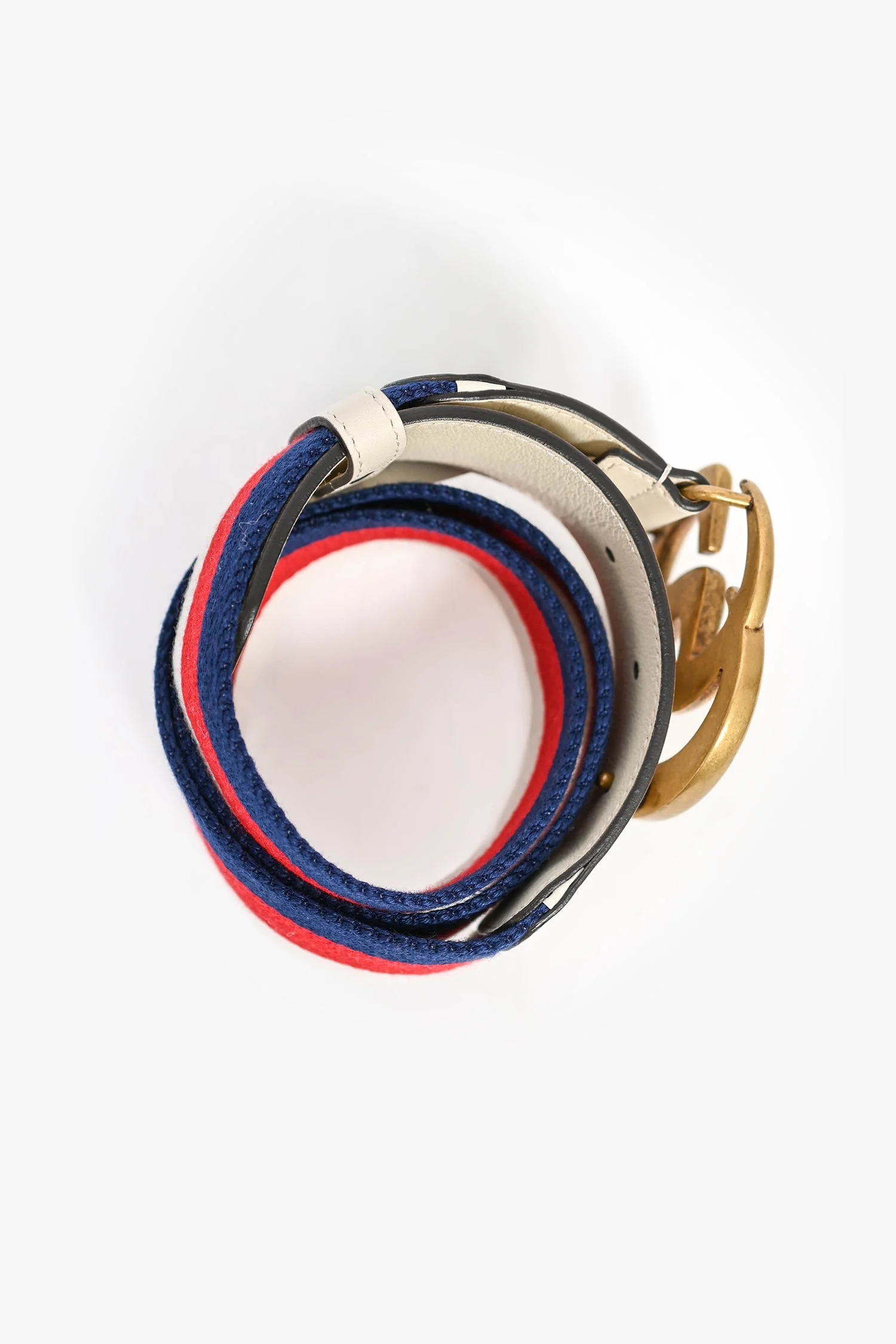 Gucci White/Blue/Red Canvas GG Belt Size 90/35 - Image 4
