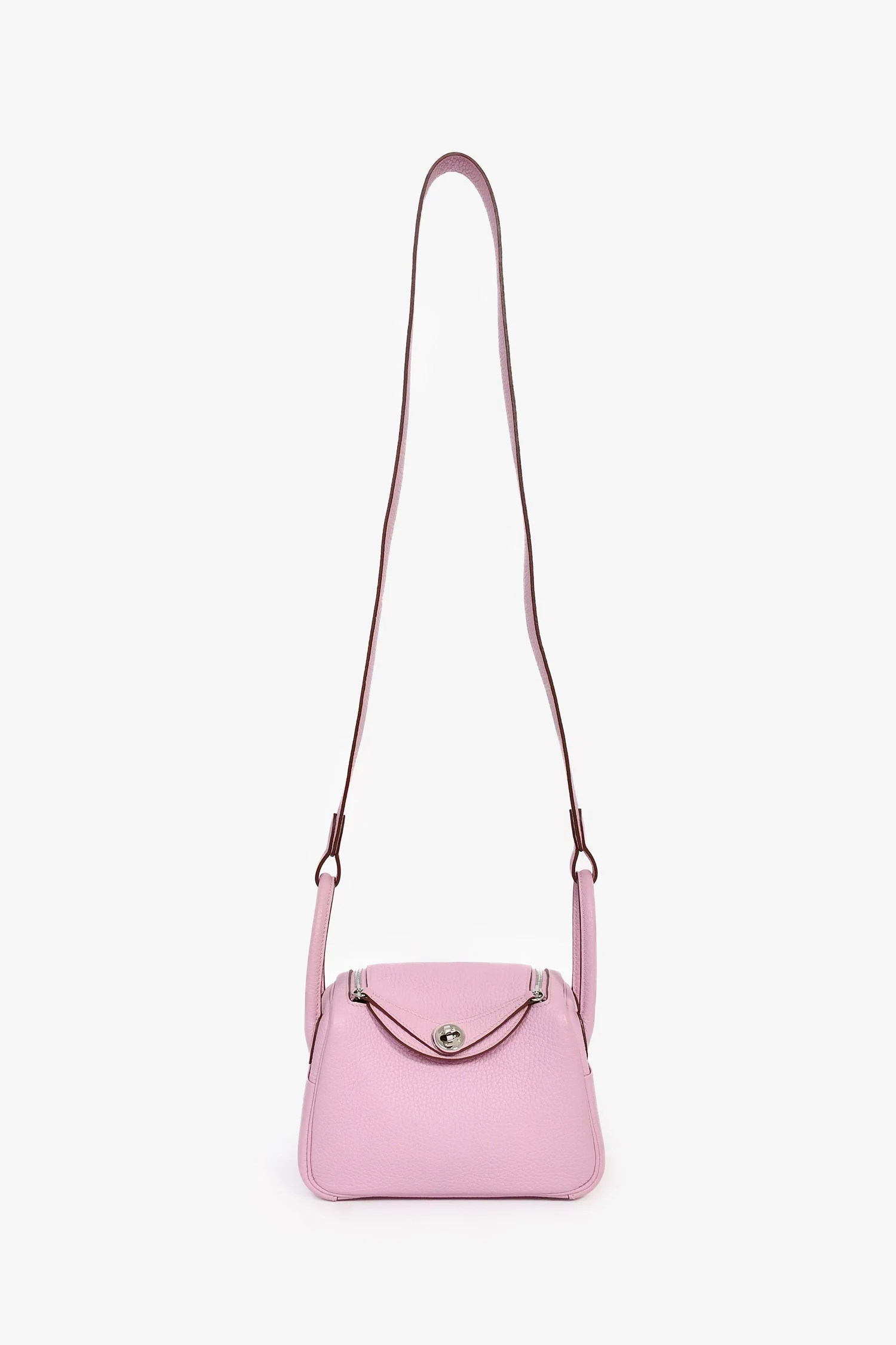 Hermès 2022 Mauve Sylvestre Clemence Leather Mini Lindy - Image 7