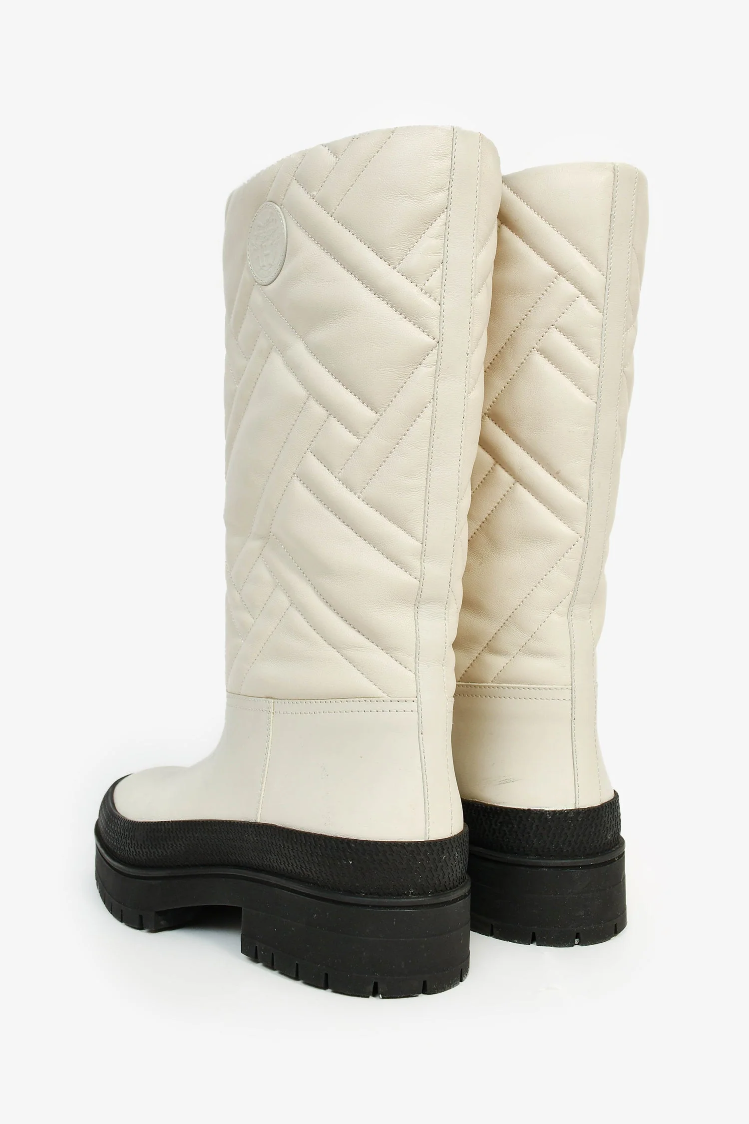 Hermès 2022 White Leather 'Fuji' Rain Boots Size 39 - Image 5