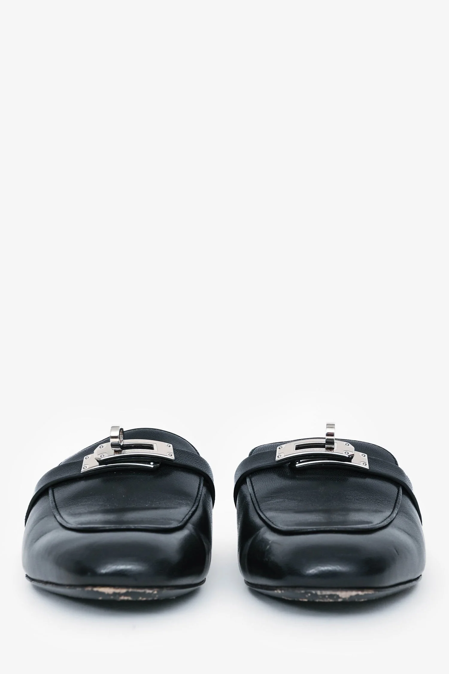 Hermes Black Leather Oz Mules Size 35 - Image 3