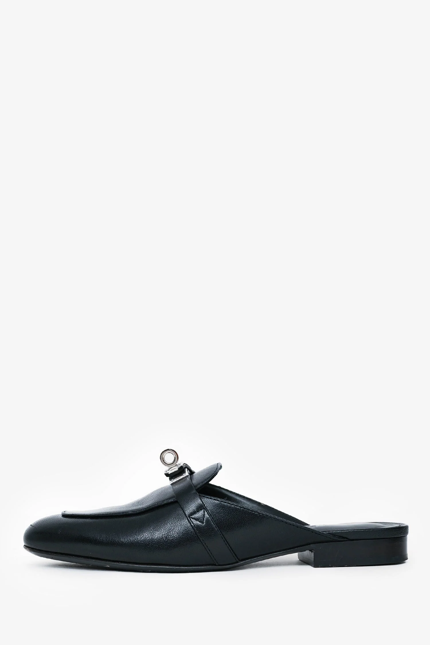 Hermes Black Leather Oz Mules Size 35 - Image 5