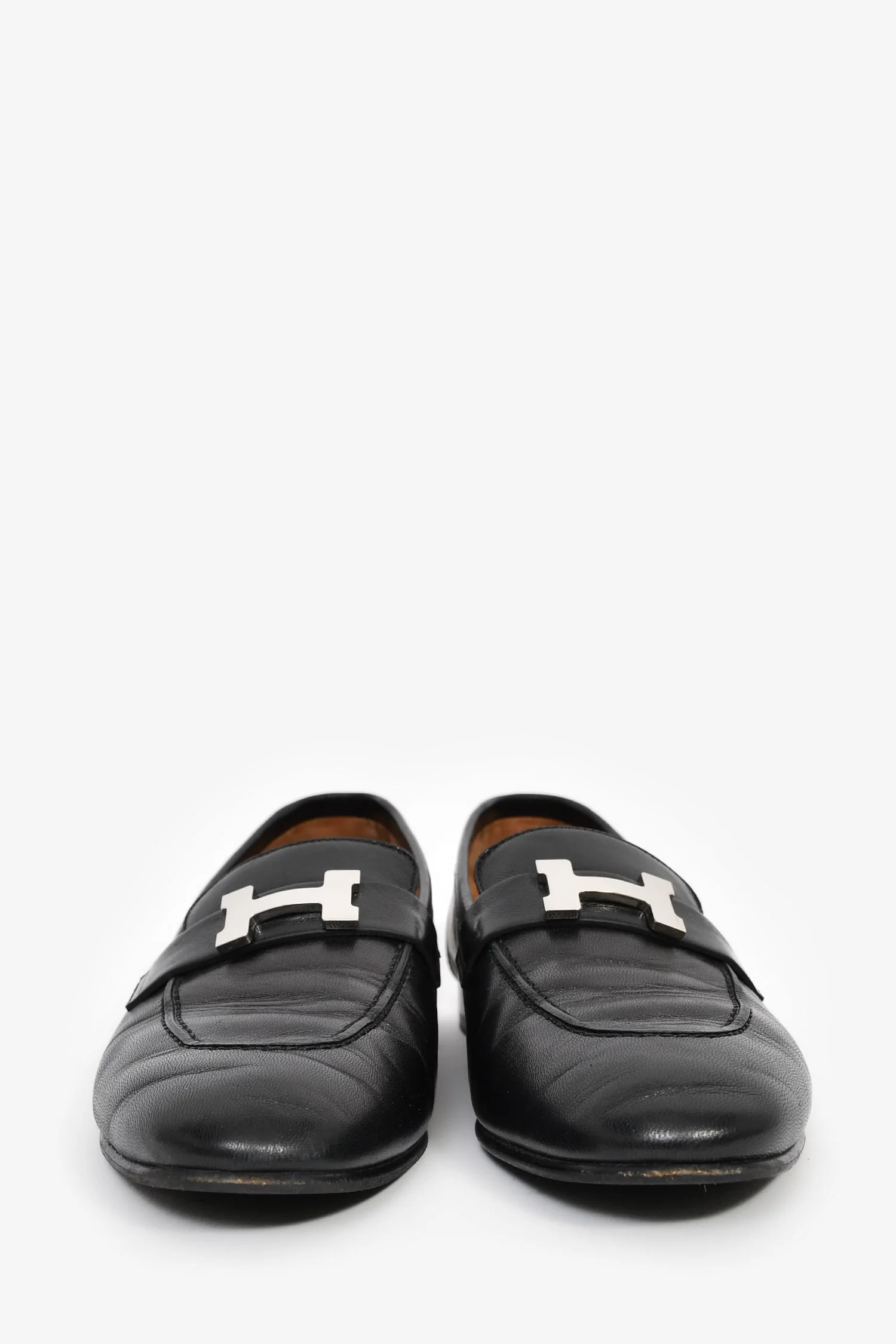 Hermes Black Leather Paris Loafers Size 40 - Image 3