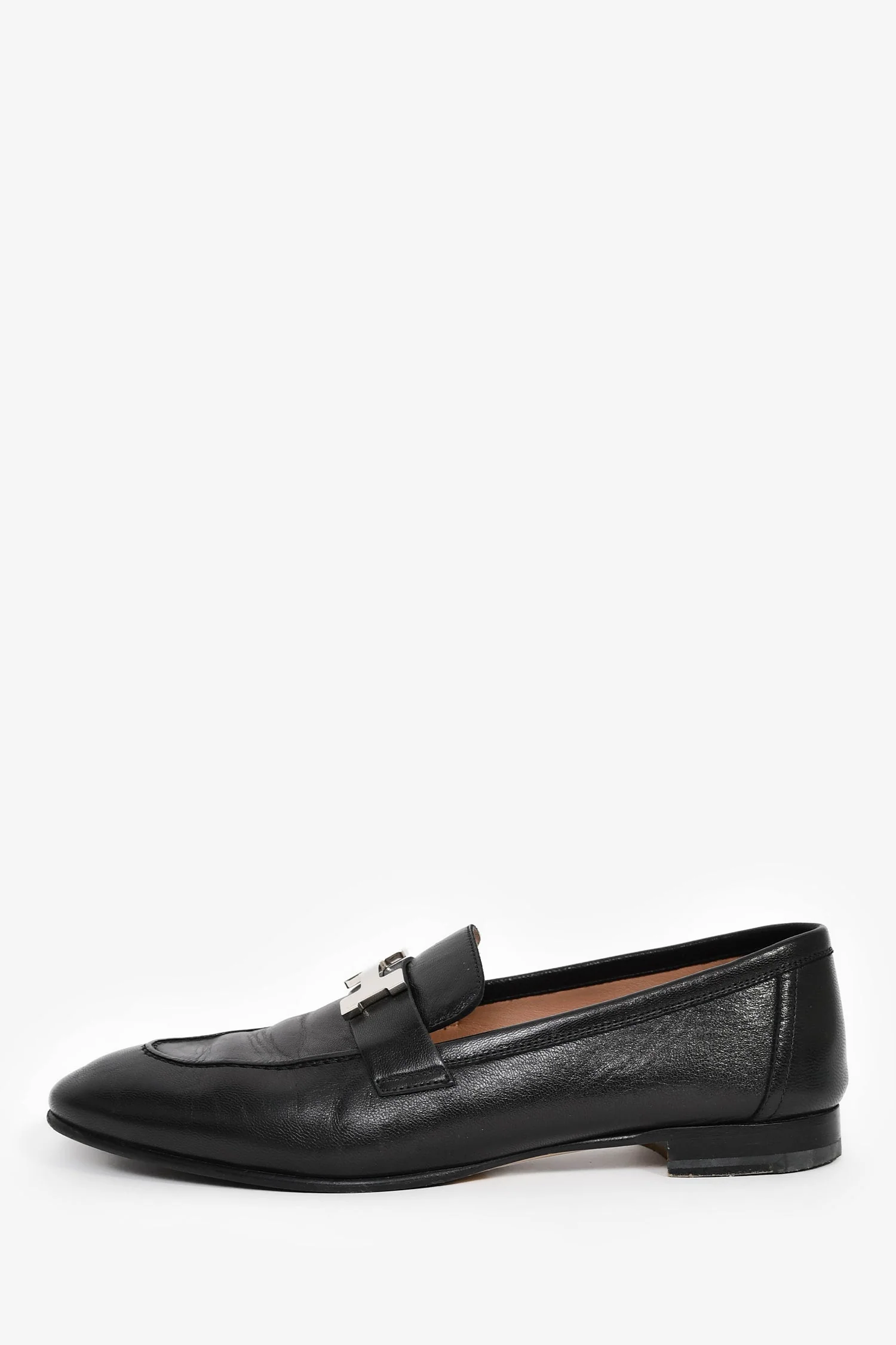 Hermes Black Leather Paris Loafers Size 40 - Image 4