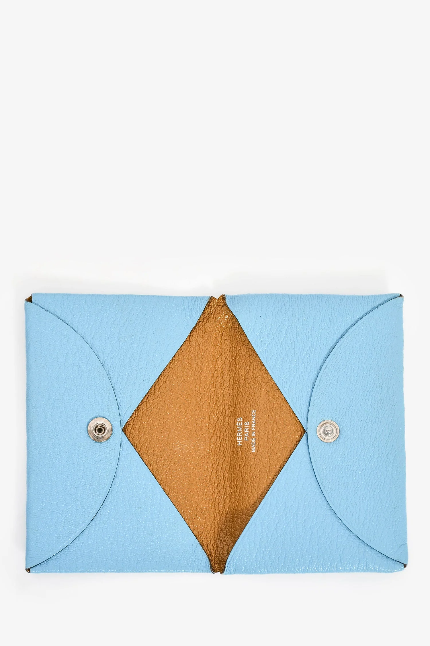 Hermes Blue/Brown Calvi Card Holder - Image 6