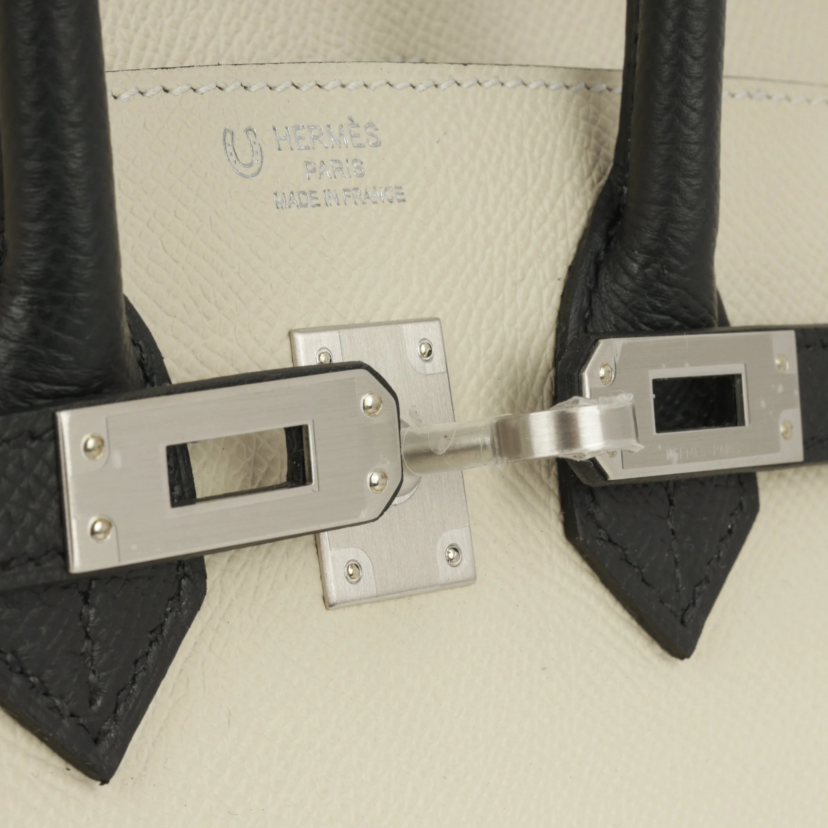 Hermès HSS Birkin 25 Sellier - Craie / Noir Epsom | Brushed Palladium Hardware - Image 6
