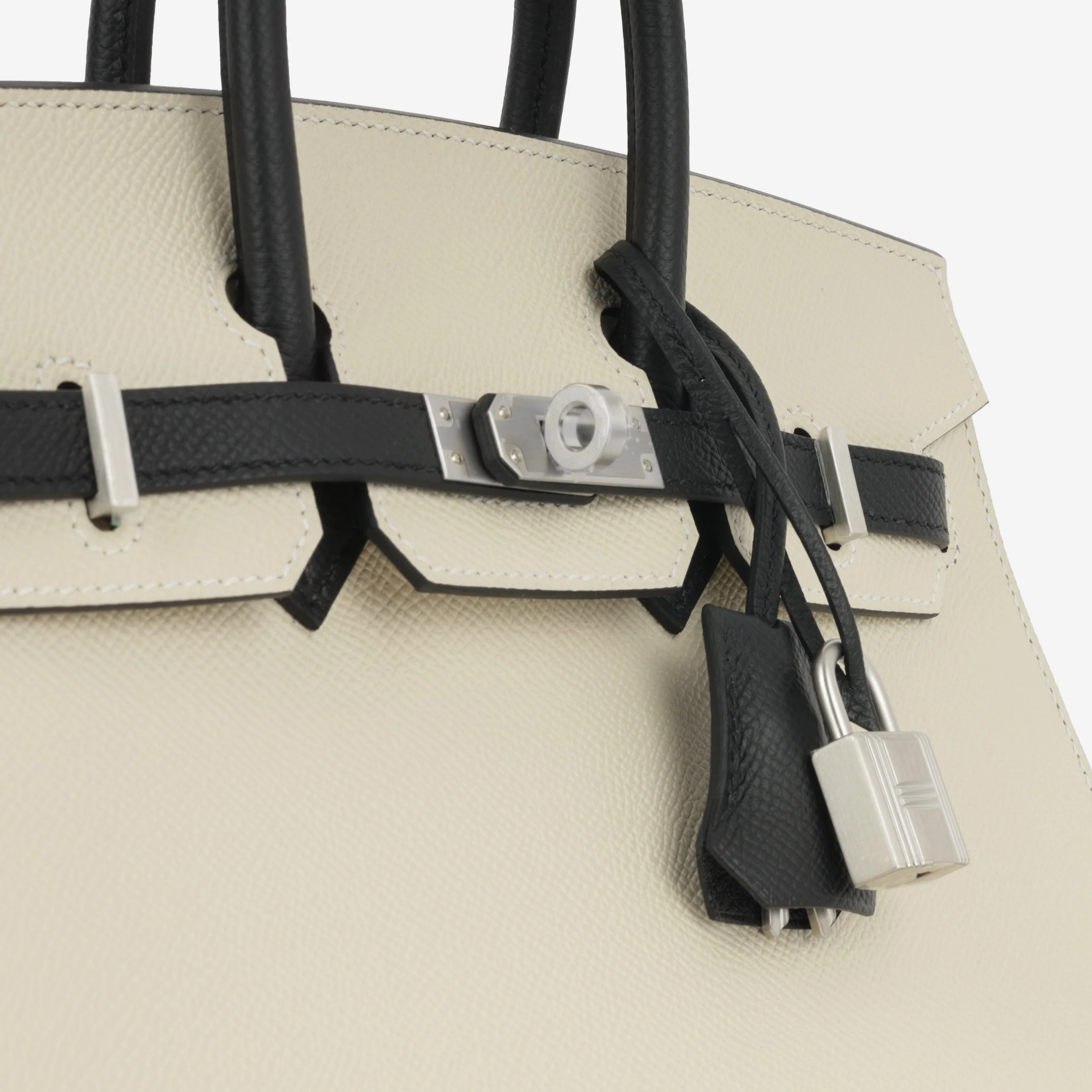 Hermès HSS Birkin 25 Sellier - Craie / Noir Epsom | Brushed Palladium Hardware - Image 7