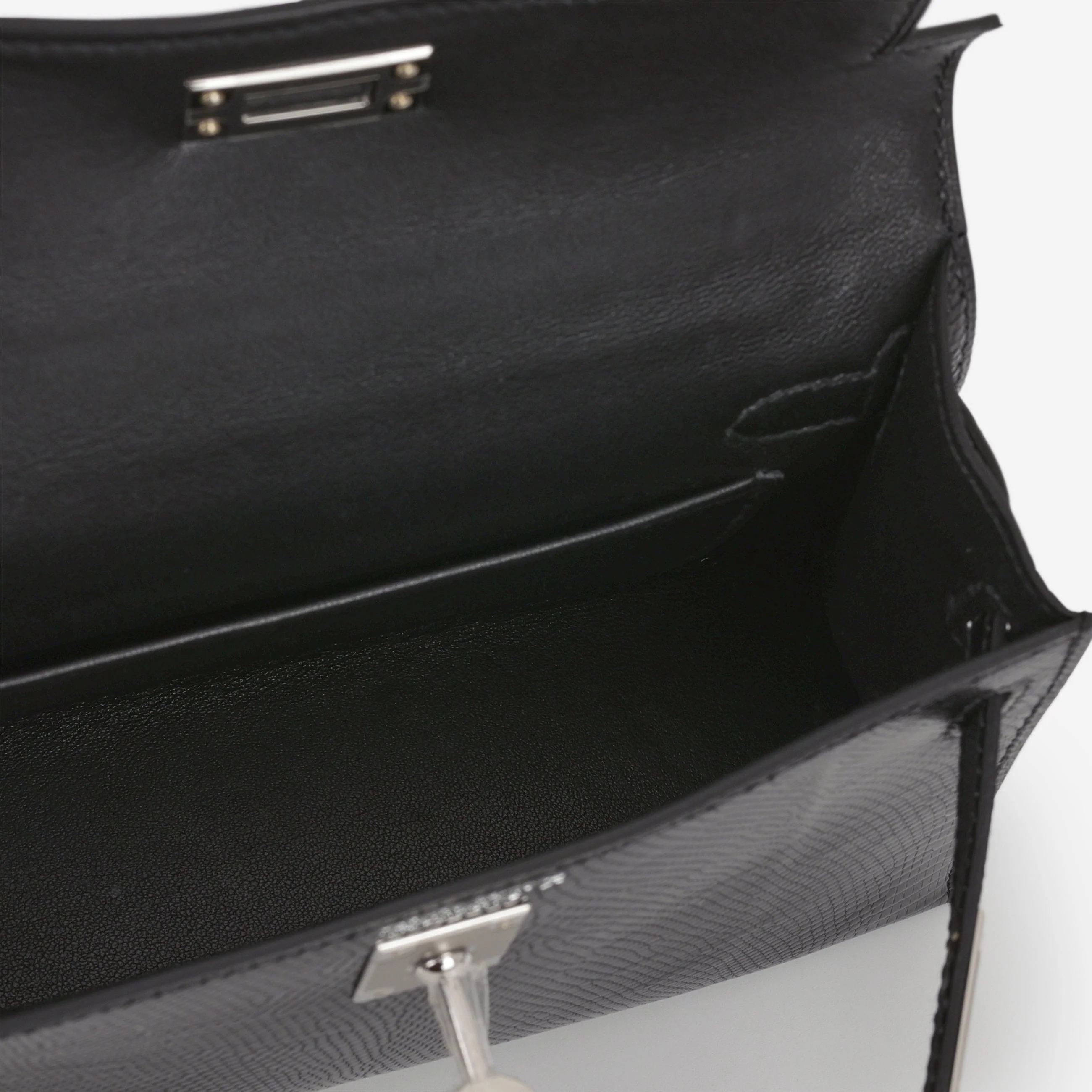 Hermès Mini Kelly - Black Salvator Lizard Lisse | Palladium Hardware - Image 10