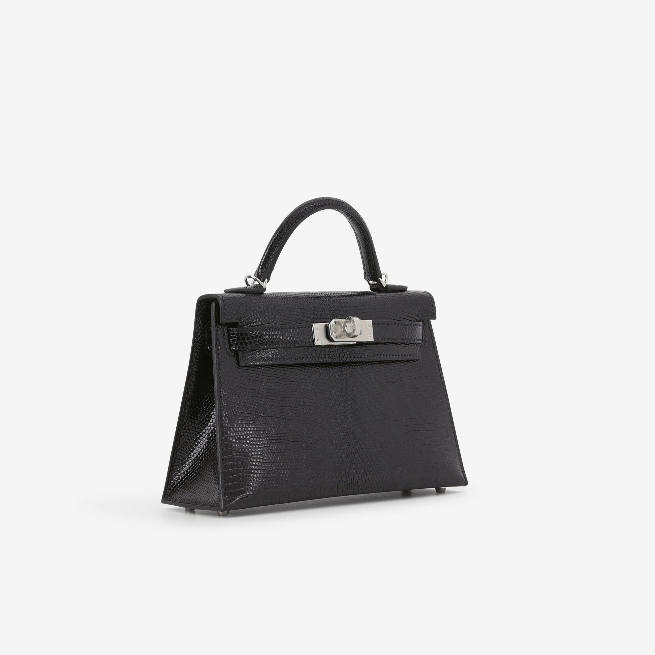 Hermès Mini Kelly - Black Salvator Lizard Lisse | Palladium Hardware - Image 3