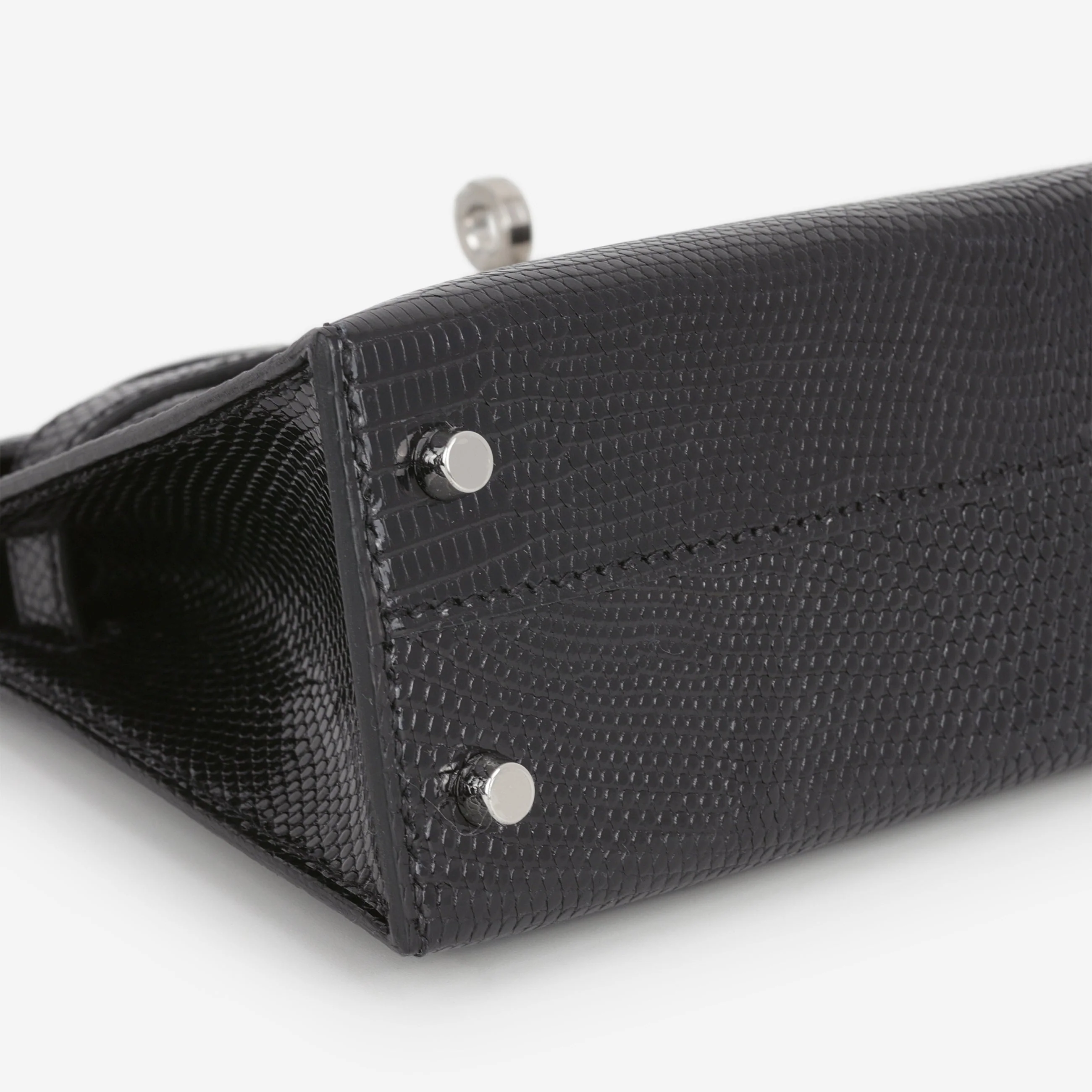 Hermès Mini Kelly - Black Salvator Lizard Lisse | Palladium Hardware - Image 6