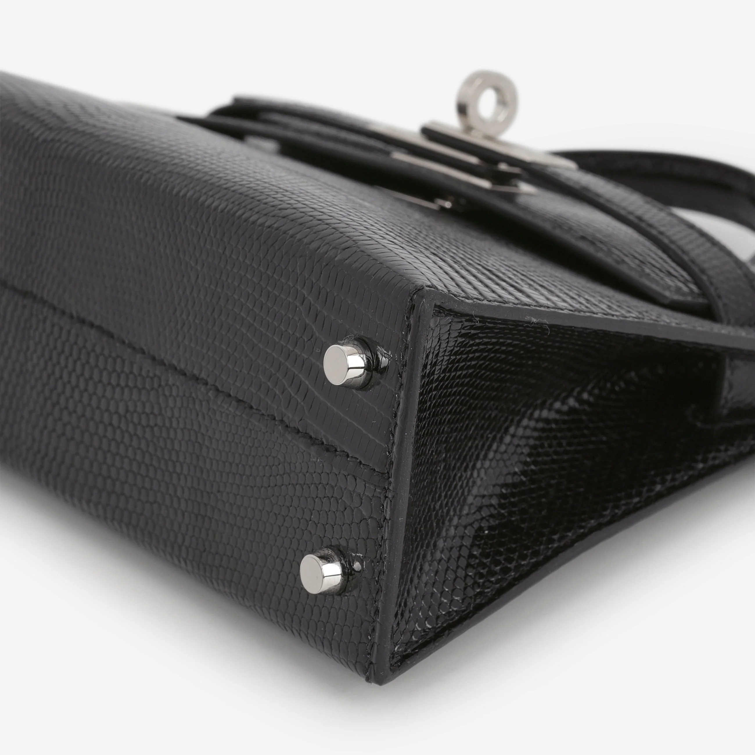 Hermès Mini Kelly - Black Salvator Lizard Lisse | Palladium Hardware - Image 7