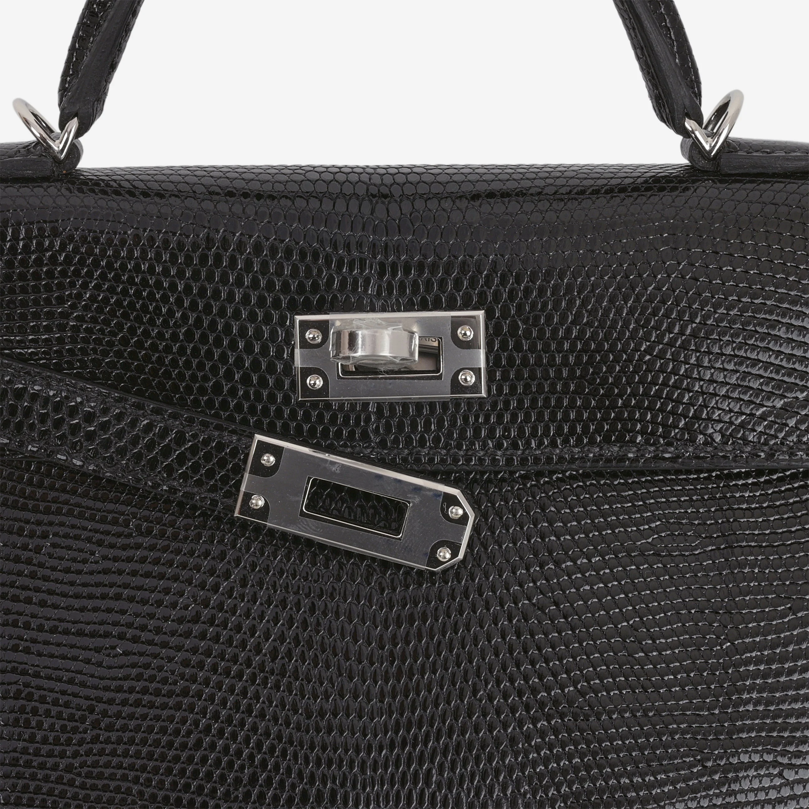 Hermès Mini Kelly - Black Salvator Lizard Lisse | Palladium Hardware - Image 8
